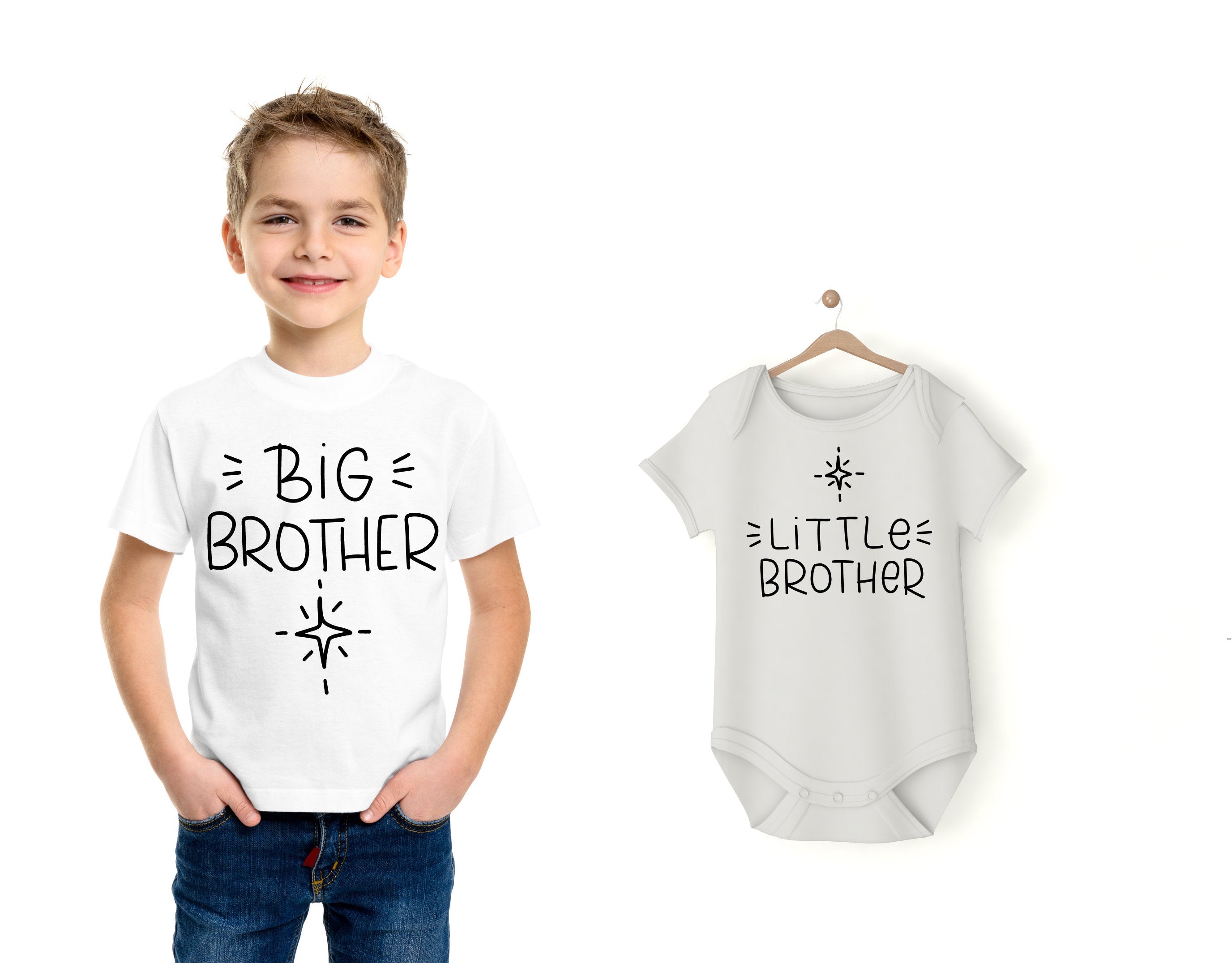 coppia fratelli big brother little brother big sister sorella tshirt e body stampa amore famiglia fratello baby cotone personalizzabile - be brave boutique