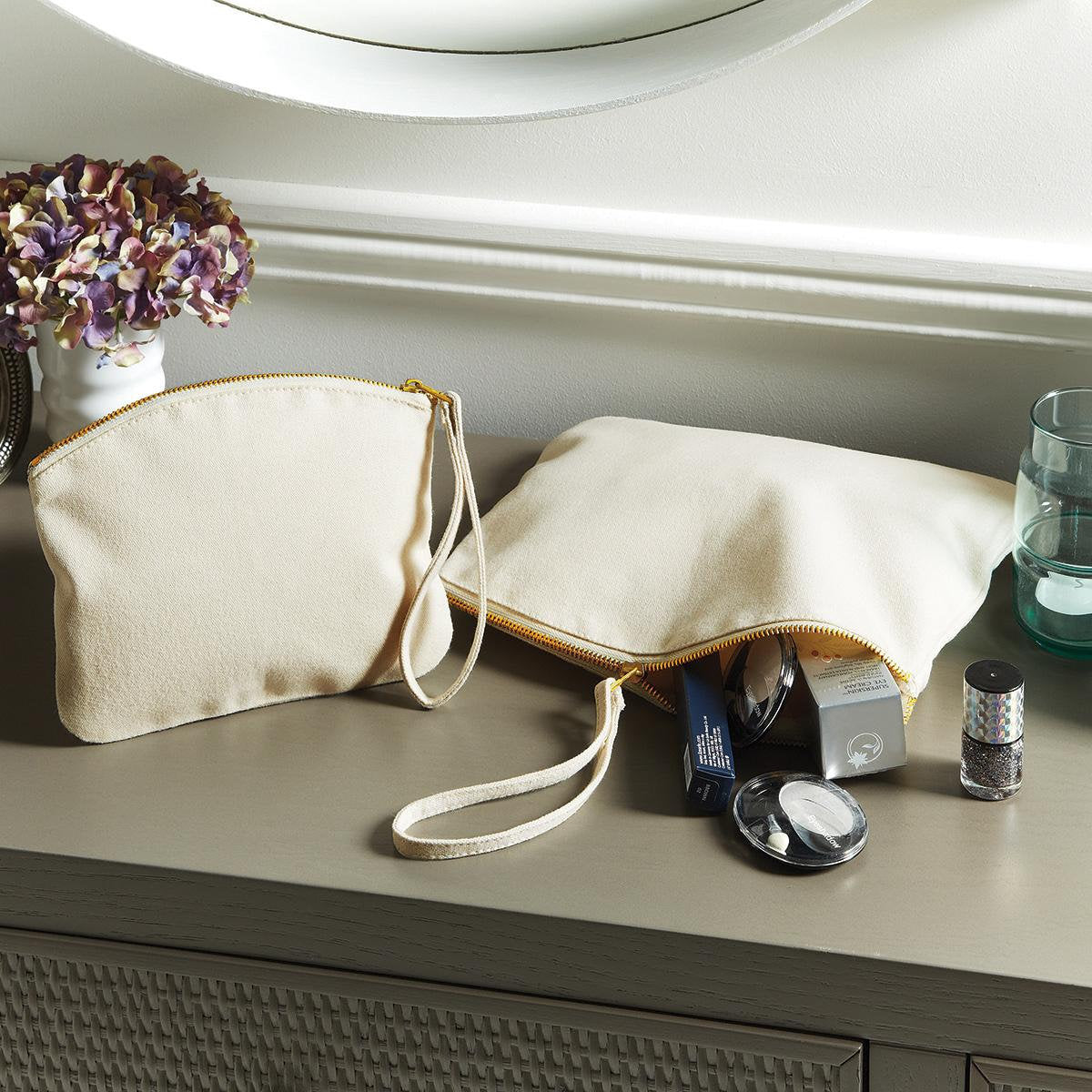 set di due pochette in cotone organico mamma e figlio porta tutto trucchi o da borsa comode e lavabili dolcissime e bellissime - be brave boutique