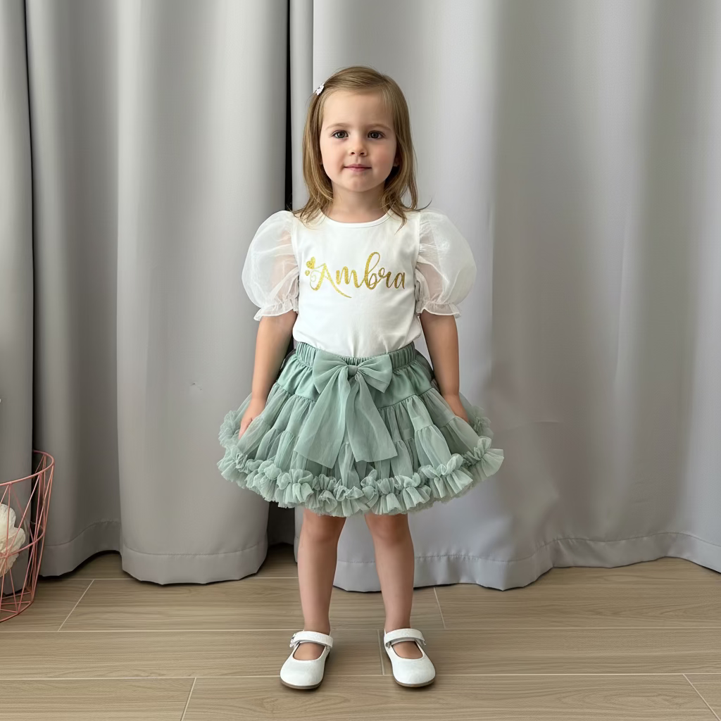 Maglietta in cotone con maniche in Organza - Be Brave Boutique