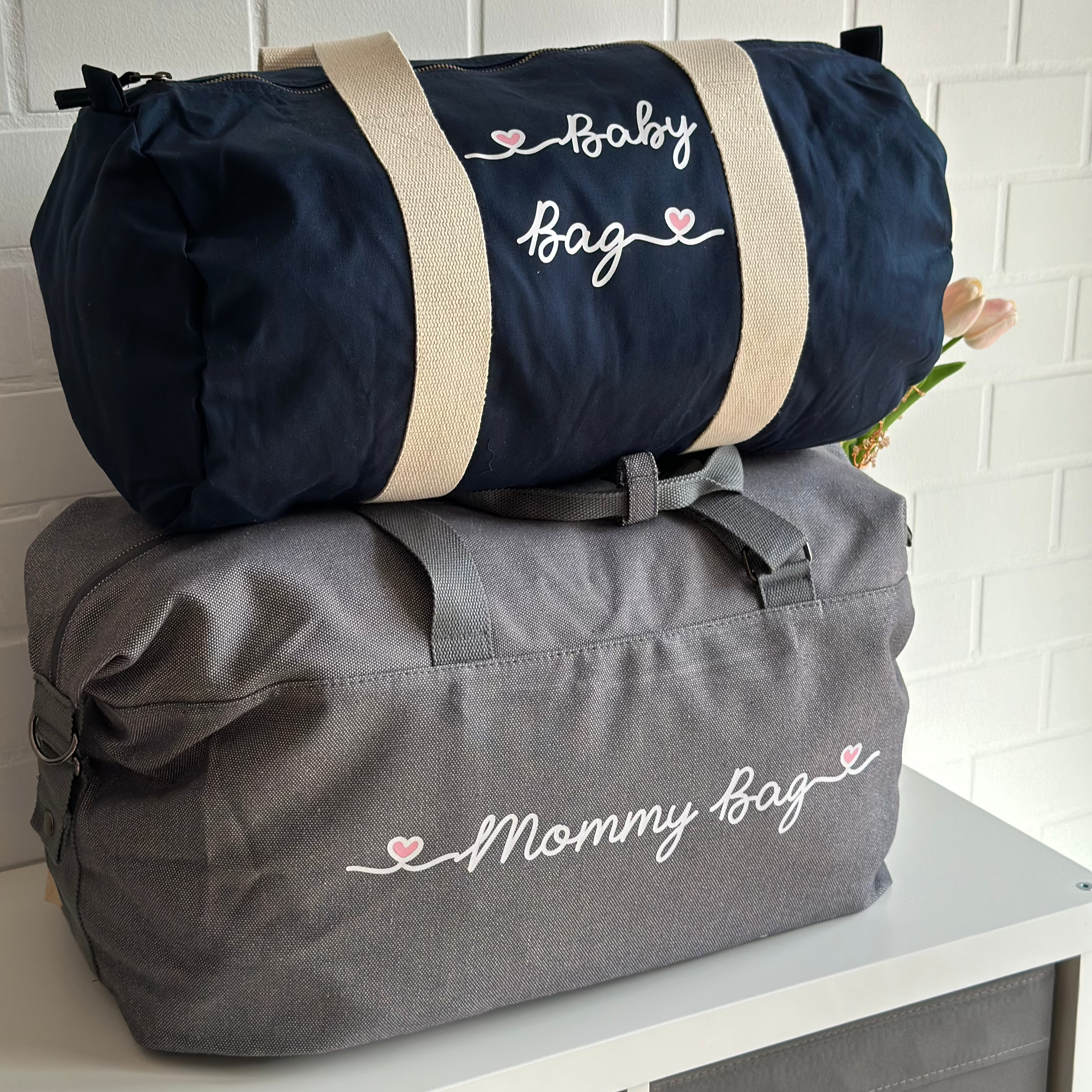 Borsone Mamma grigio E borsone Baby bLu - Be Brave Boutique