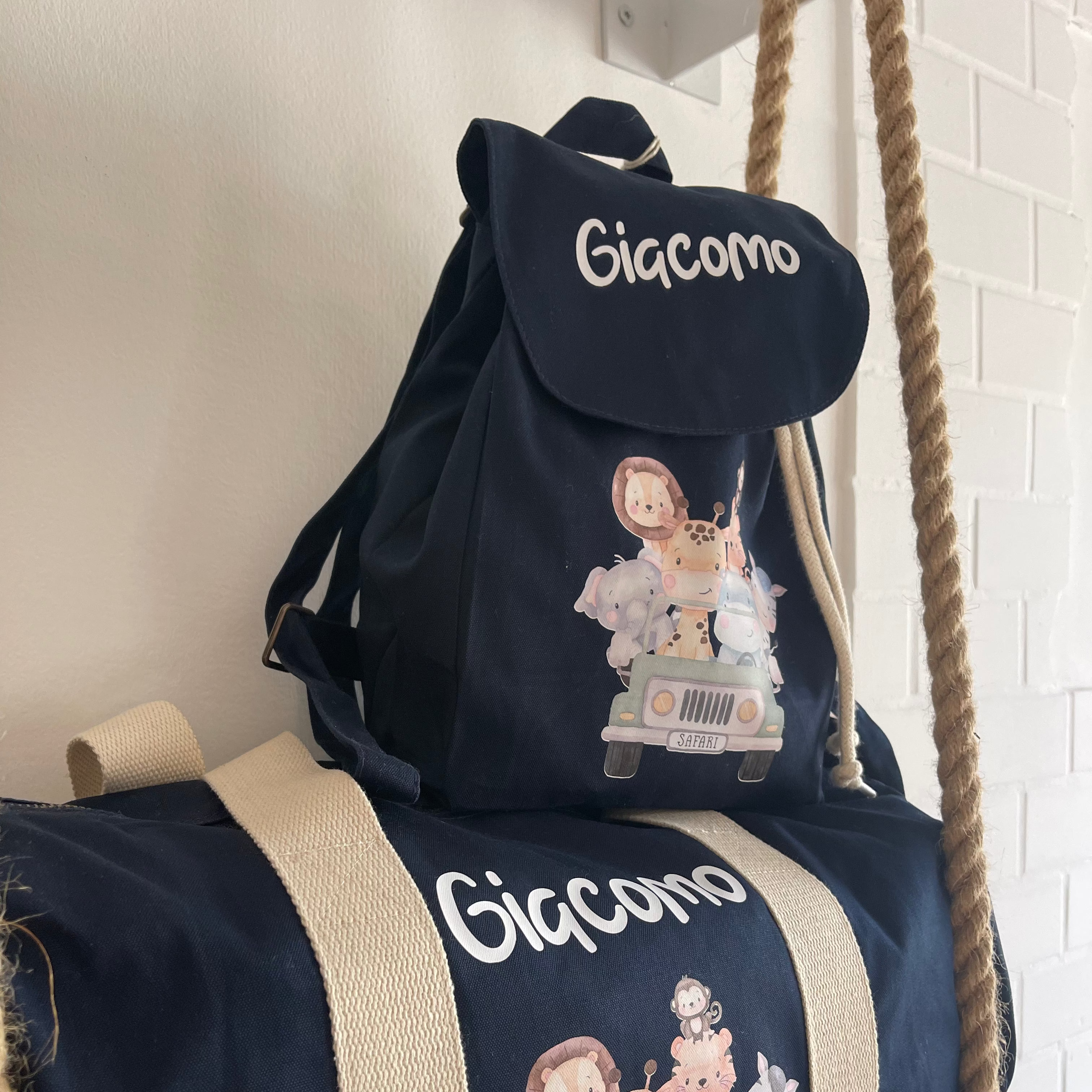 Borsone e zaino in cotone Safari personalizzabile - Be Brave Boutique