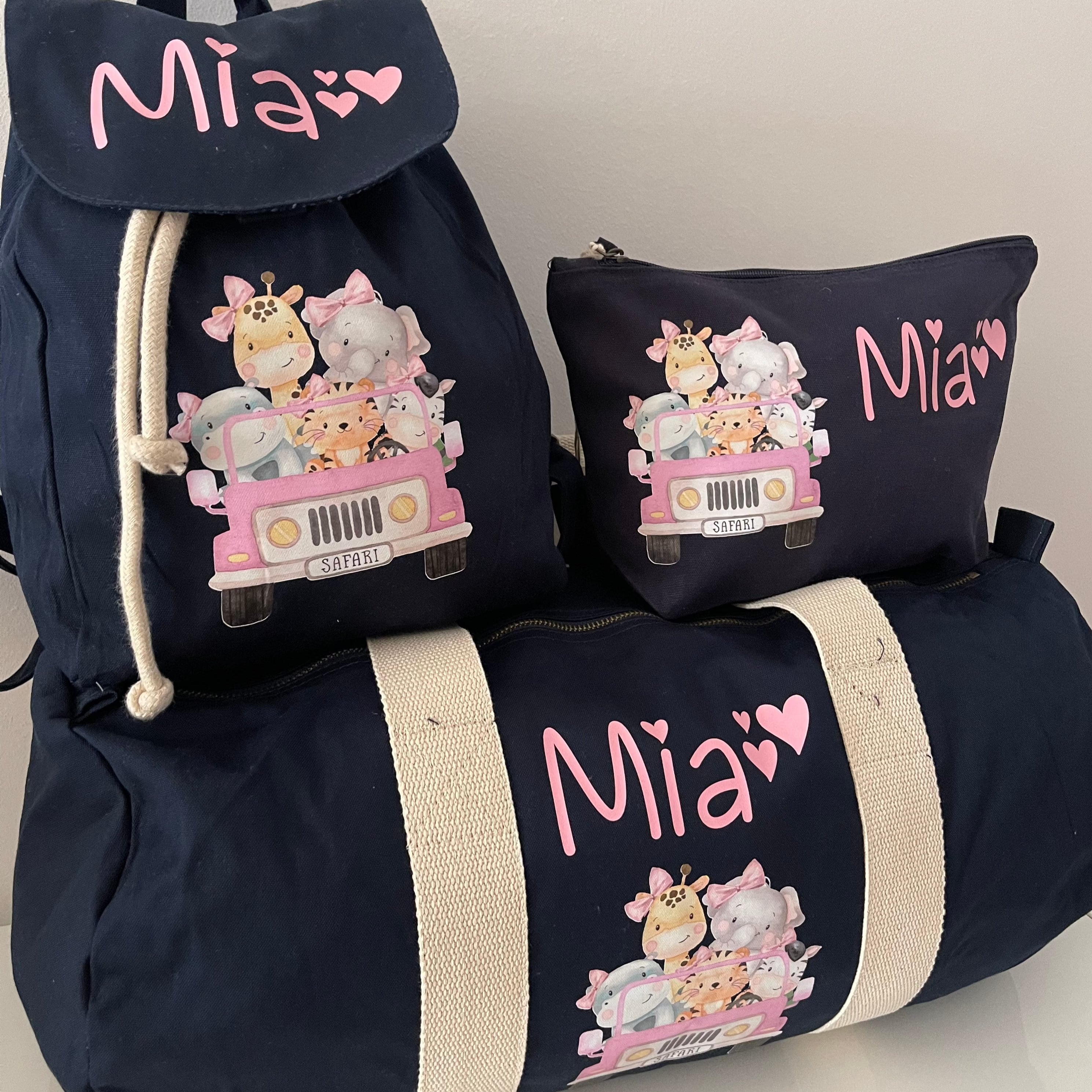 Borsone, zaino e pochette in cotone Safari personalizzabile - Be Brave Boutique