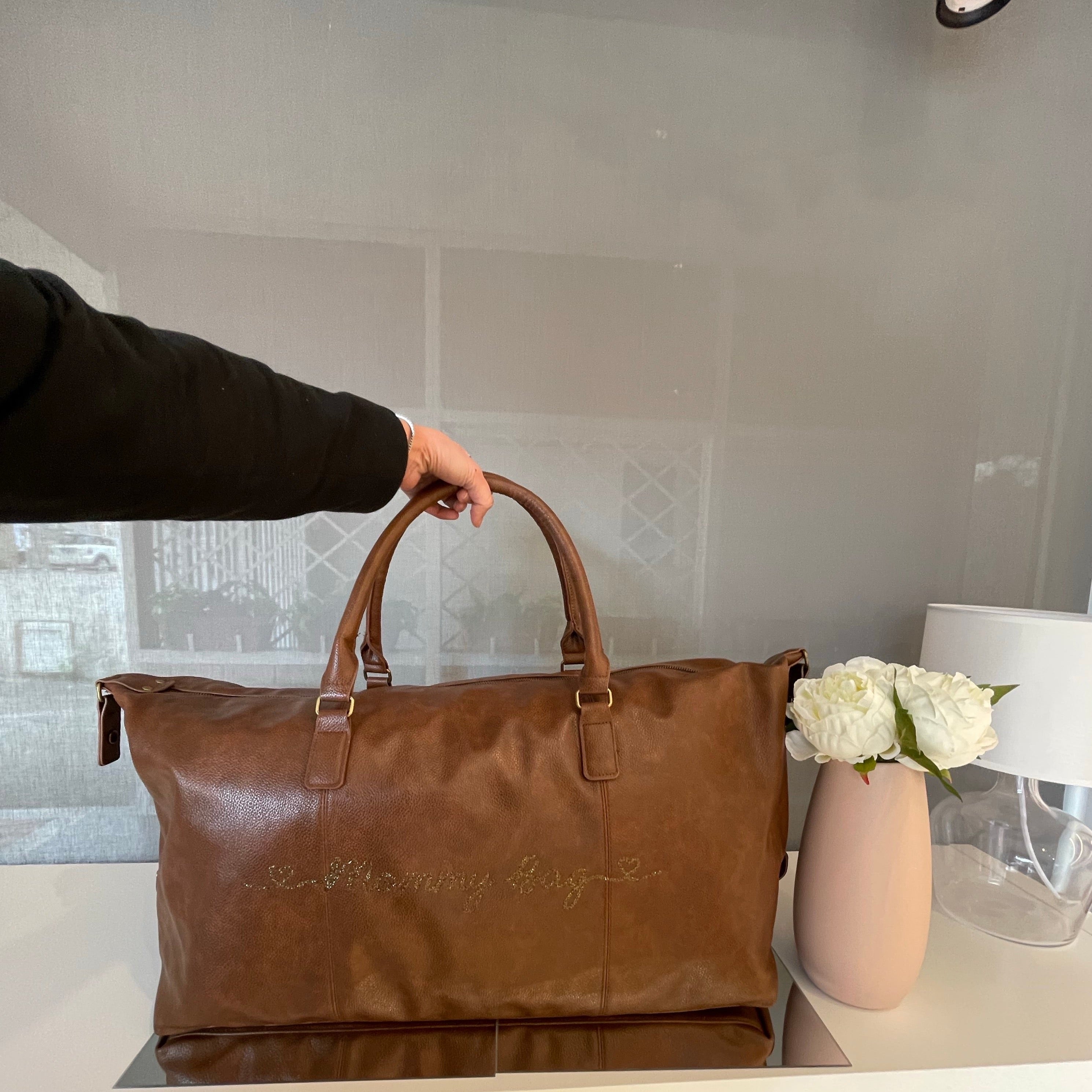 Borsone da viaggio in 100% pelle sintetica, classico ed elegante tasche e zip - Be Brave Boutique