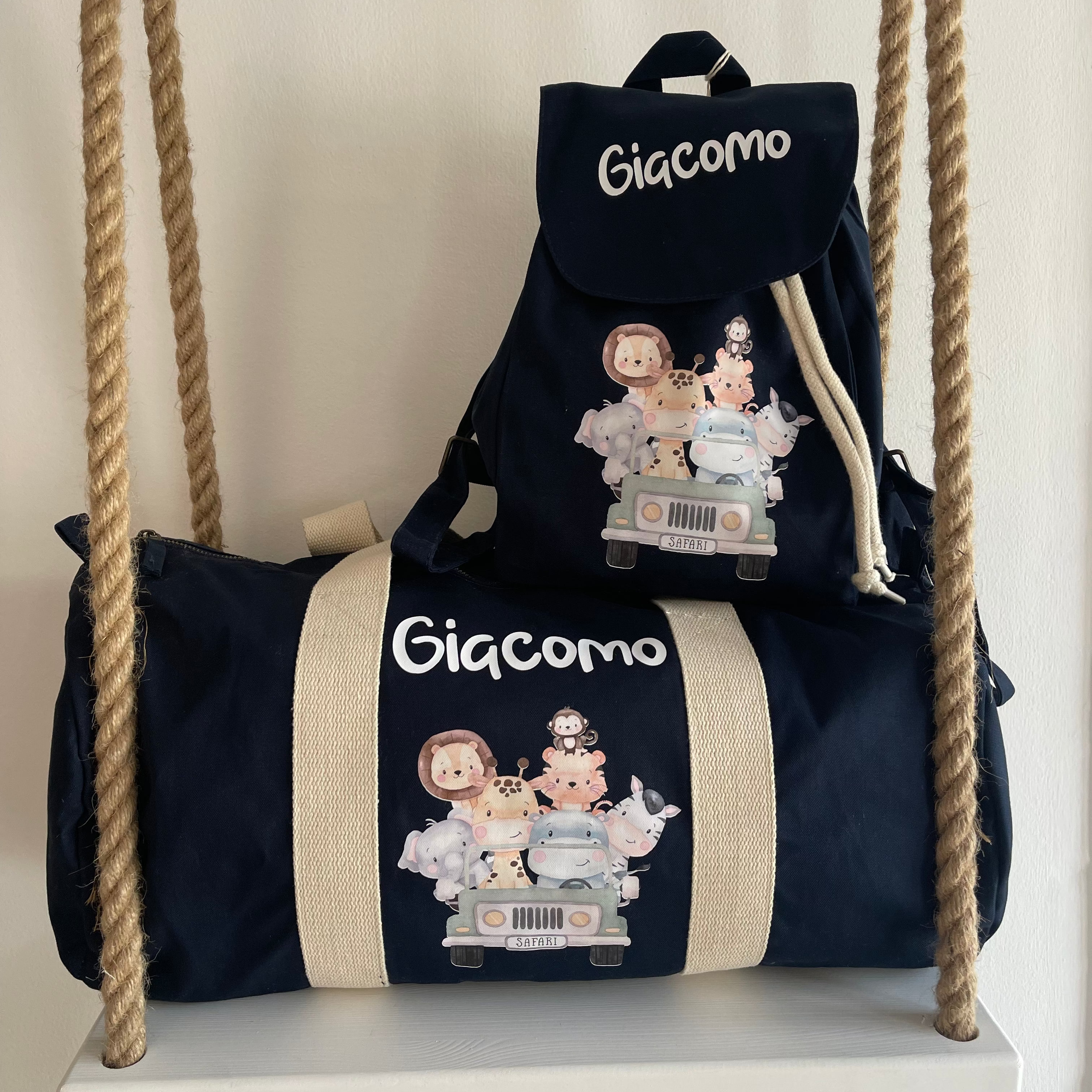 Borsone e zaino in cotone Safari personalizzabile - Be Brave Boutique
