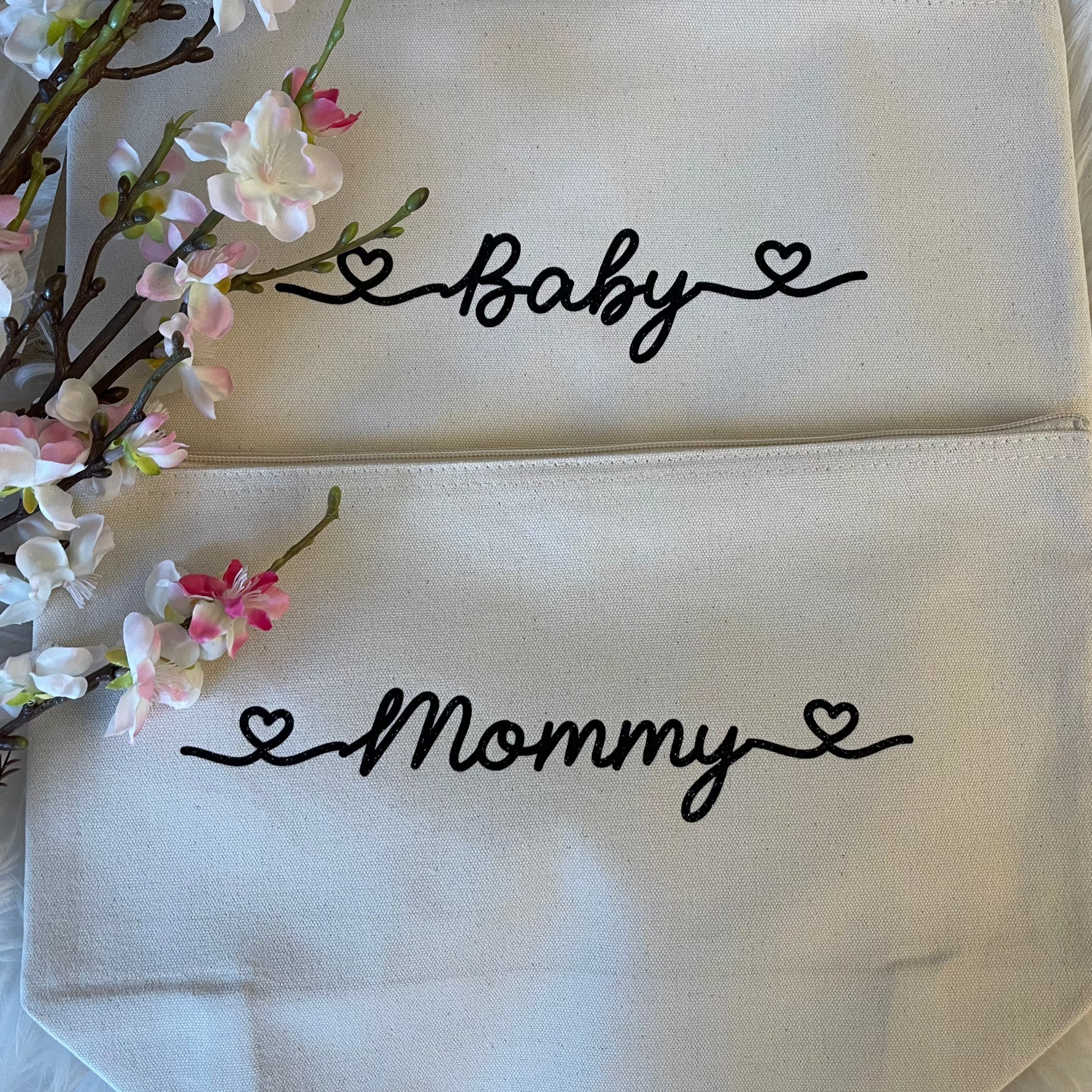 Set 2 pochette Mommy e Baby glitter nero - Be Brave Boutique