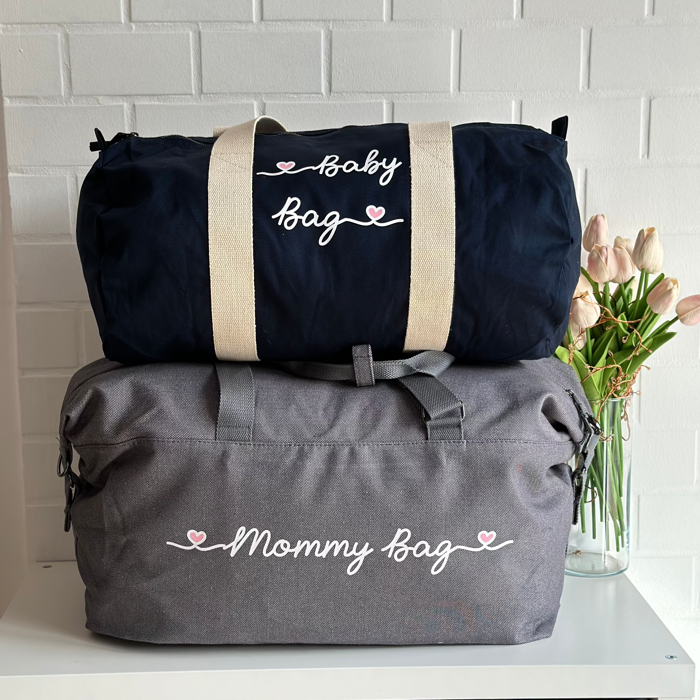 Borsone Mamma grigio E borsone Baby bLu - Be Brave Boutique