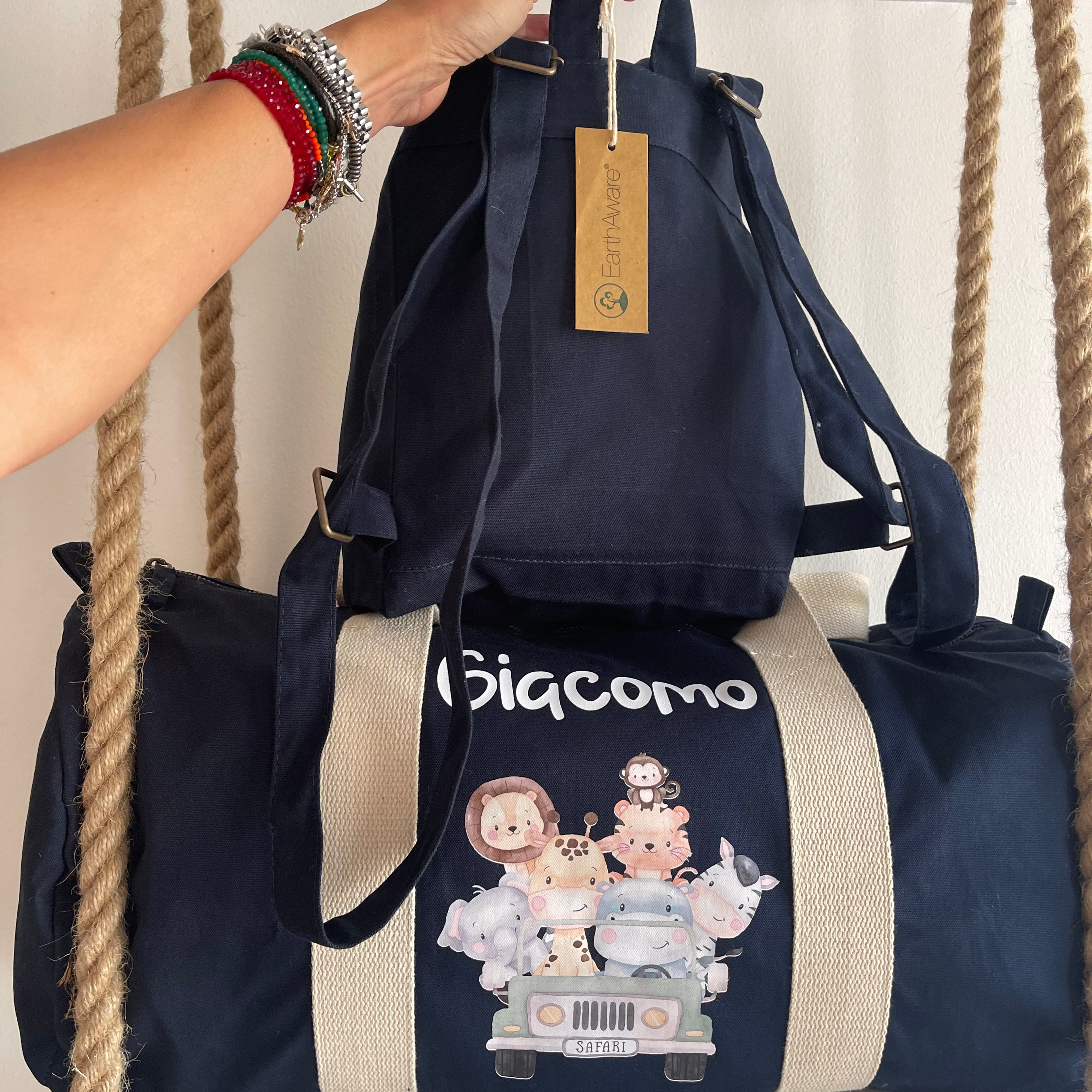 Borsone e zaino in cotone Safari personalizzabile - Be Brave Boutique