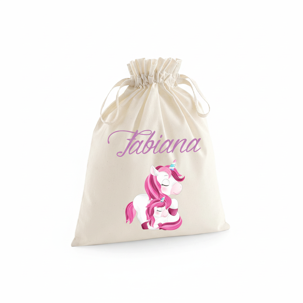Sacchetti primi cambi personalizzabili Unicorno e Mamma - Be Brave Boutique
