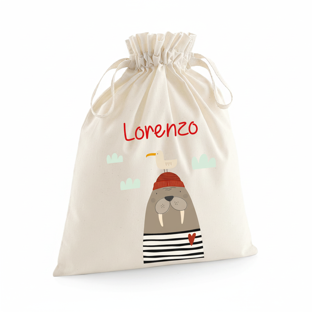 Sacchetti primi cambi personalizzabili Tricheco - Be Brave Boutique