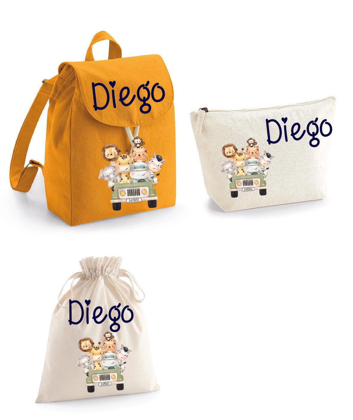 Set asilo Mini Zaino, Sacchetto cambi e beauty Safari - Be Brave Boutique