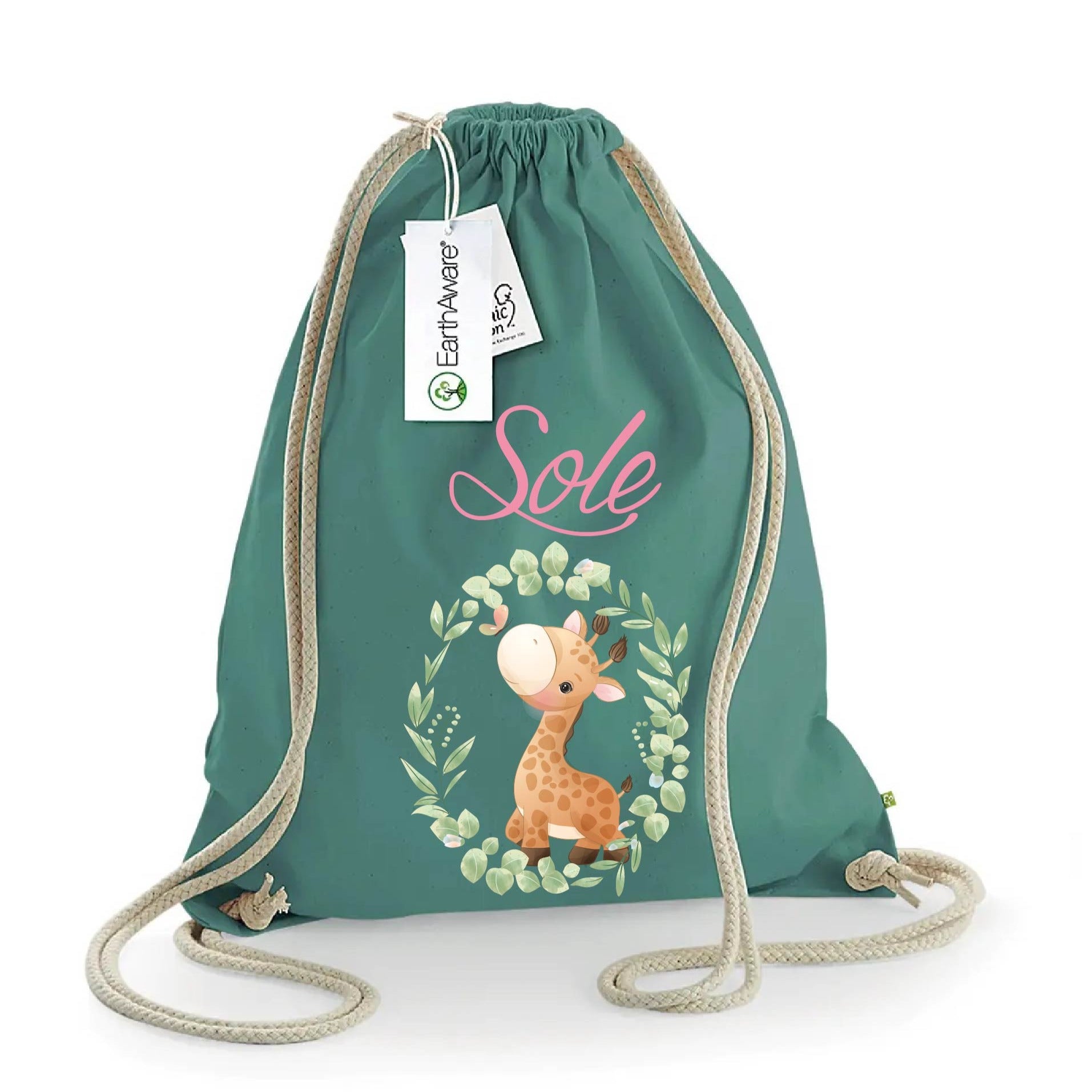 Zaino a sacca in cotone pesante Giraffa - Be Brave Boutique