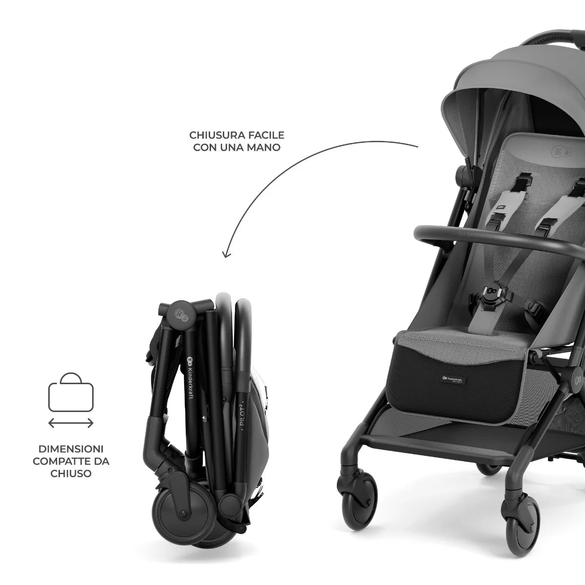 Passeggino per aereo PILOT 2 Grigio - Be Brave Boutique