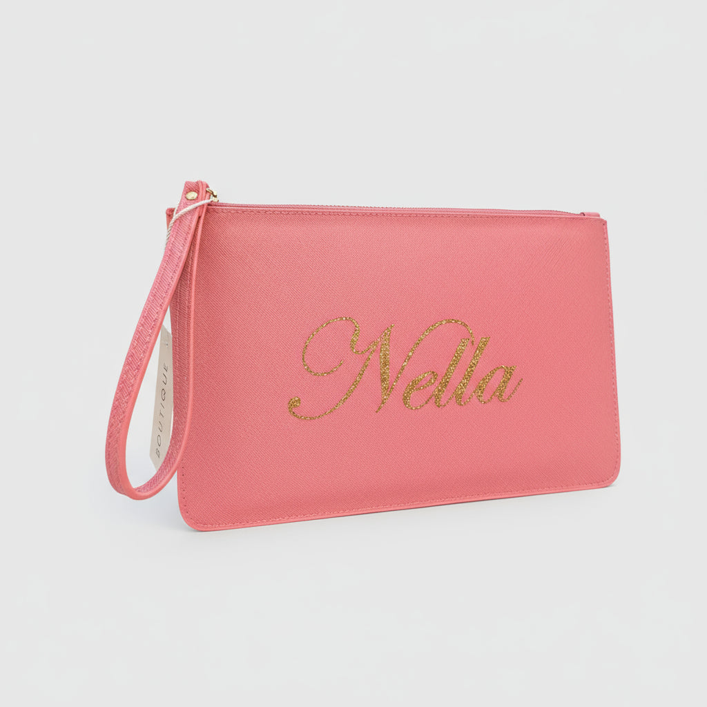 Pochette con anello piatta in simil pelle  personalizzabile 13 colori disponibili - Be Brave Boutique