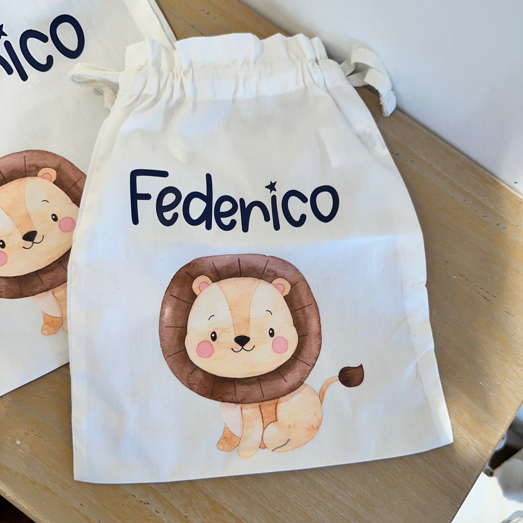 Sacchetti primi cambi personalizzabili Leone Cucciolo - Be Brave Boutique
