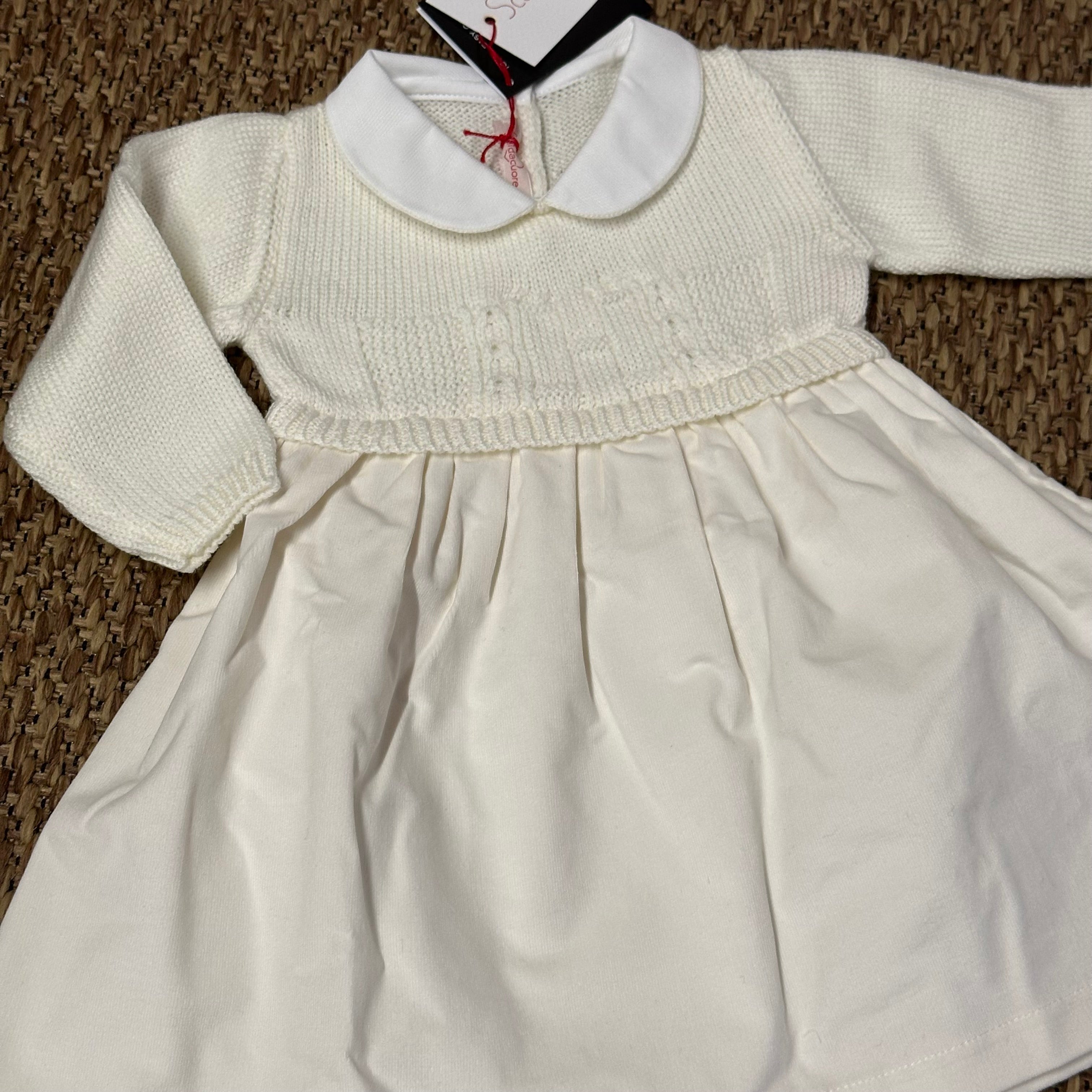 Abito in filo e tessuto Bianco-Velluto Bimba Elegante - Be Brave Boutique