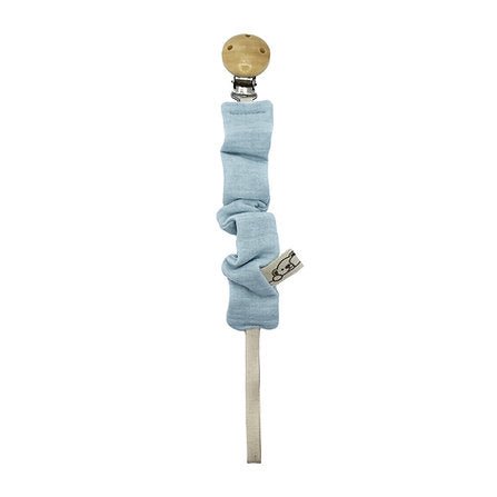 Portaciuccio in Mussola di Cotone con Clip in Legno Naturale: Sicuro, Artigianale e Certificato Celeste - Be Brave Boutique