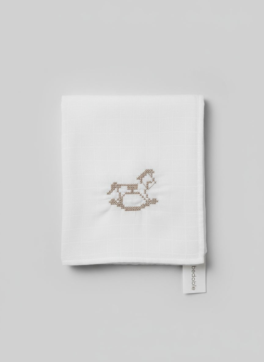 Wedoble Mussola in Cotone Ricamata Cavallino Tortora - Be Brave Boutique
