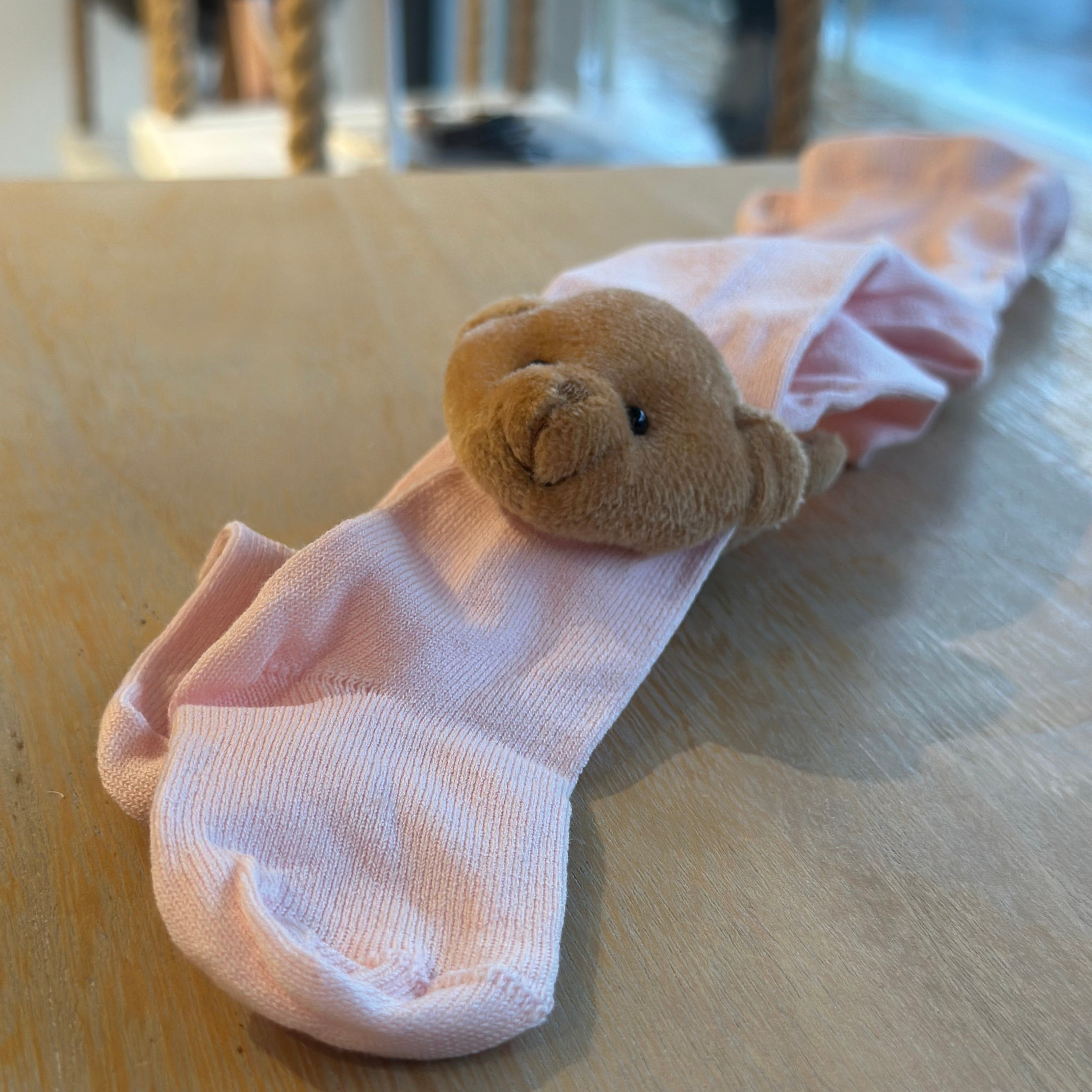 Calzamaglia Rosa per bambini con Orsetto  Meia Pata - Be Brave Boutique