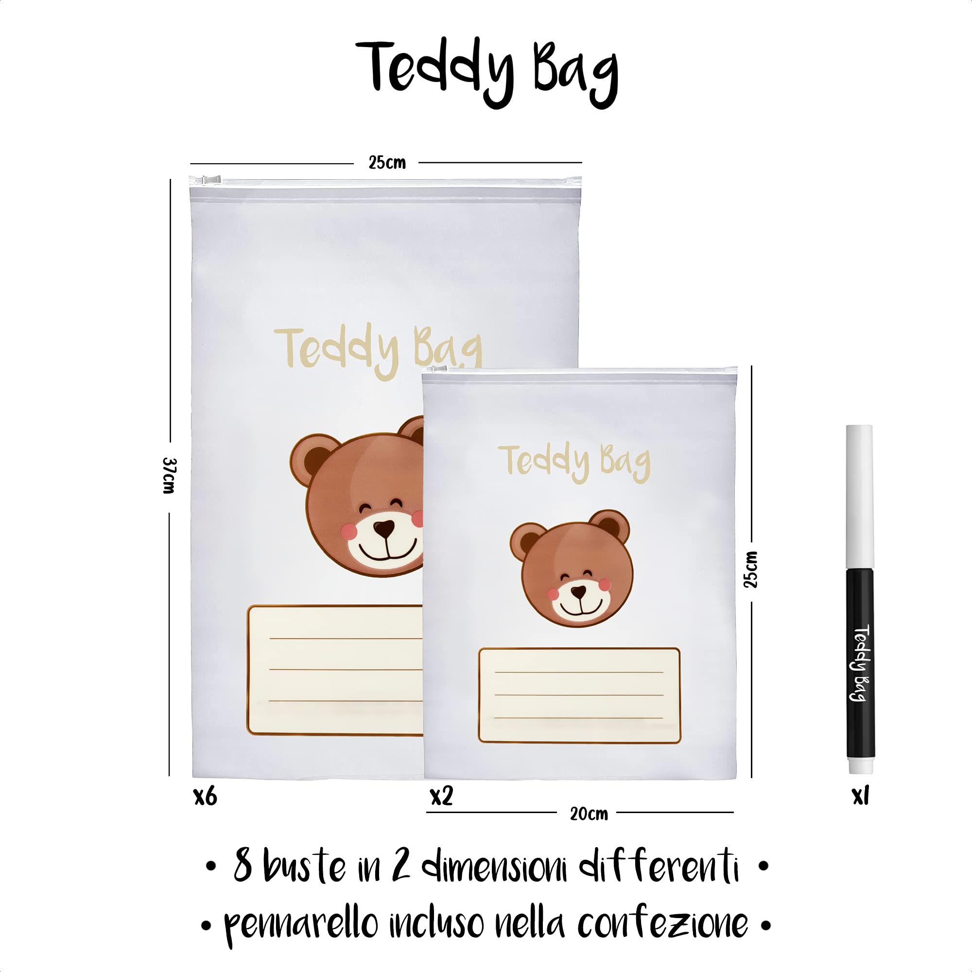 Teddy Bag 8 bustine corredino nascita - Be Brave Boutique