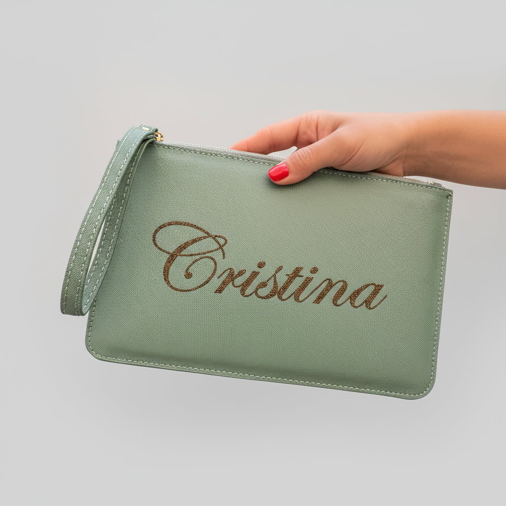 Pochette con anello piatta in simil pelle  personalizzabile 13 colori disponibili - Be Brave Boutique