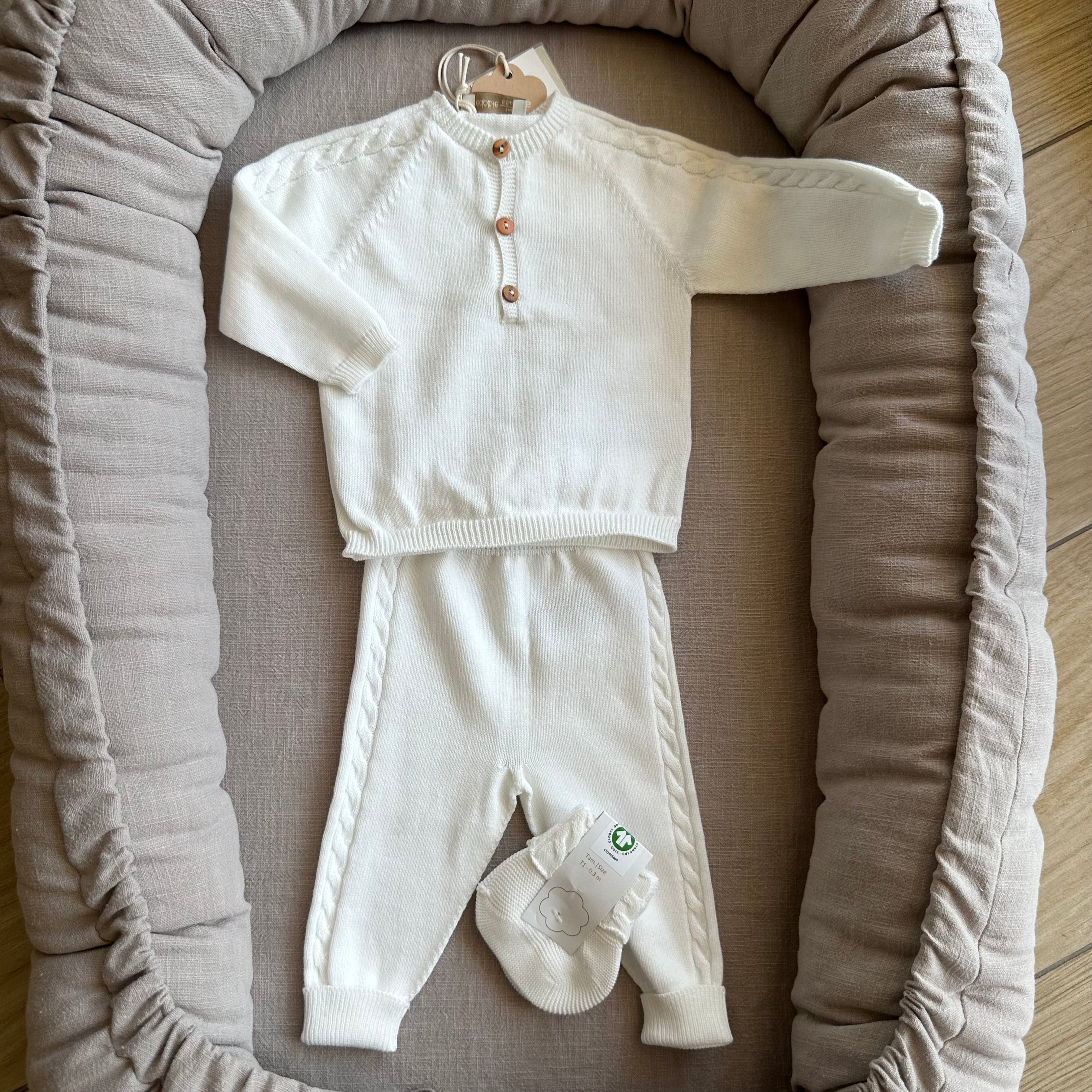 Completo nascita Bianco in cotone organico copertina più calzini - Be Brave Boutique