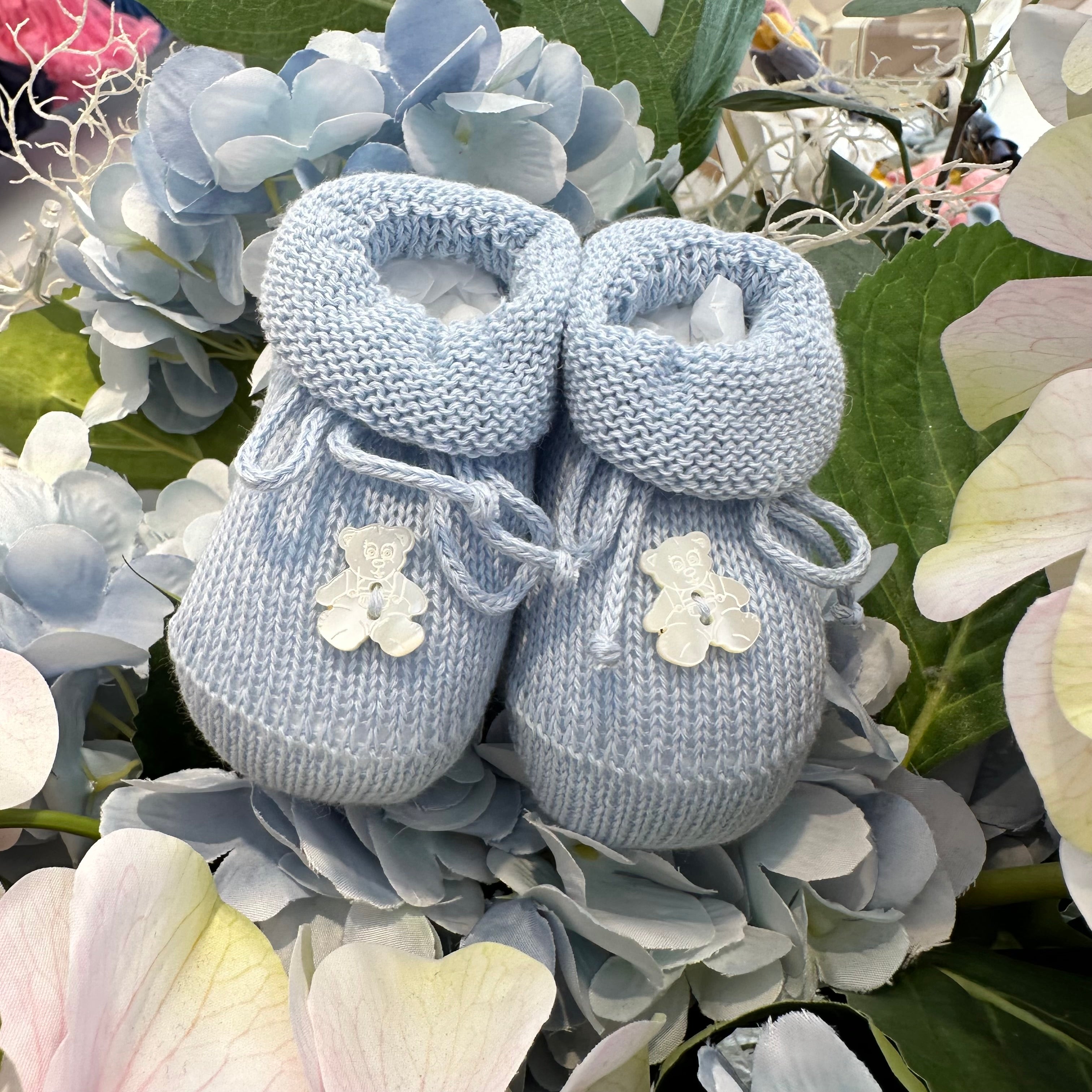 Scarpine nascita Con Orsetto in Caldo Cotone Made in Italy - Be Brave Boutique