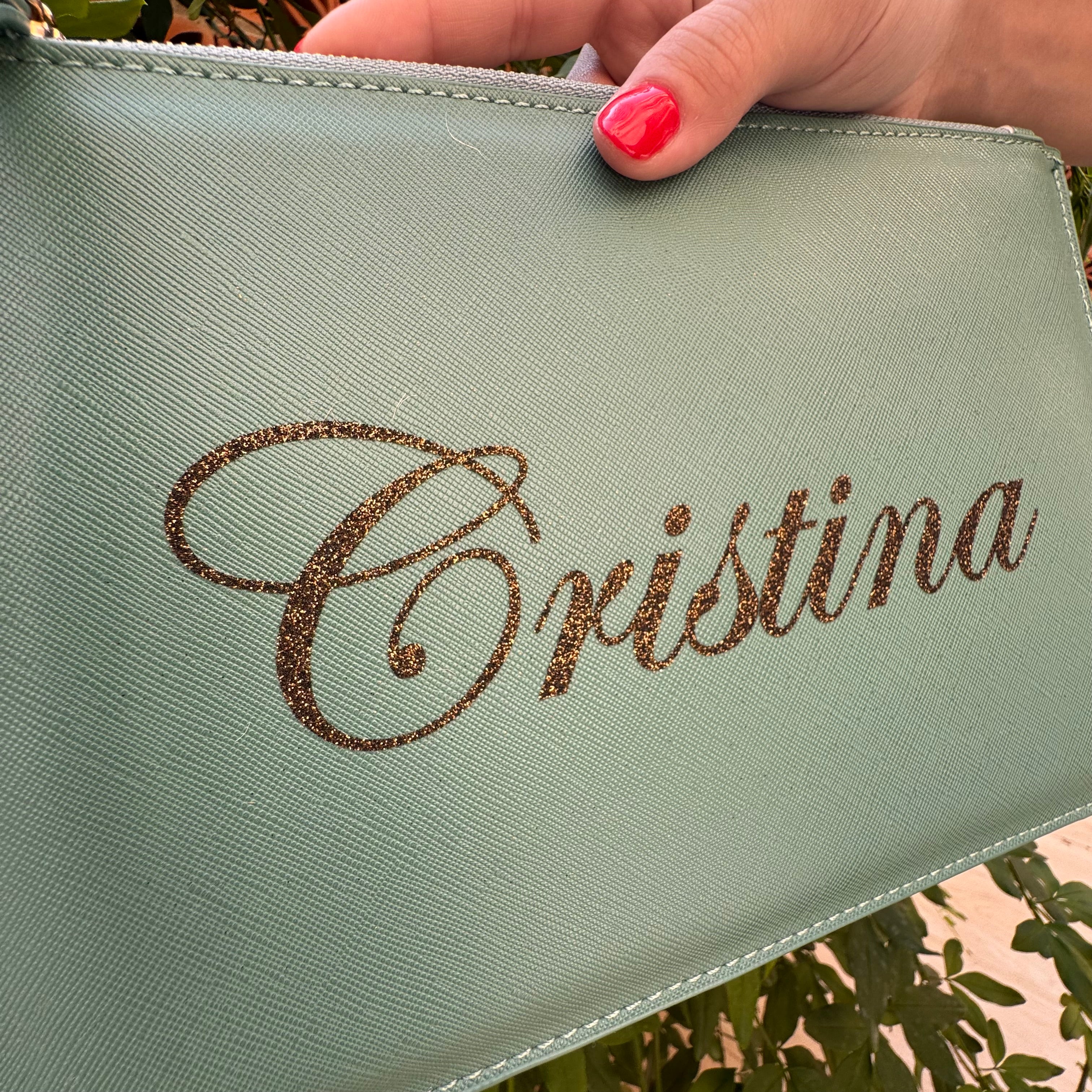Pochette con anello piatta in simil pelle  personalizzabile 13 colori disponibili - Be Brave Boutique