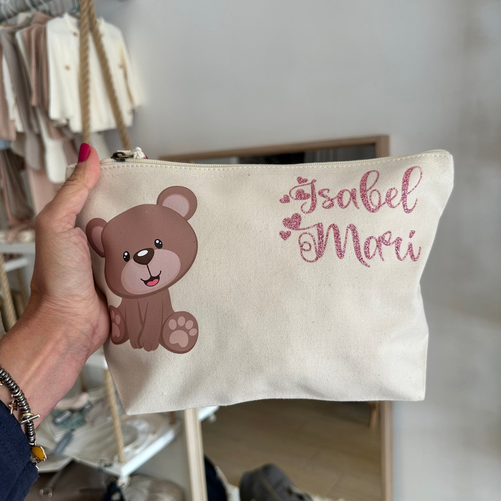 Pochette in cotone organico personalizzabile Orsetto - Be Brave Boutique
