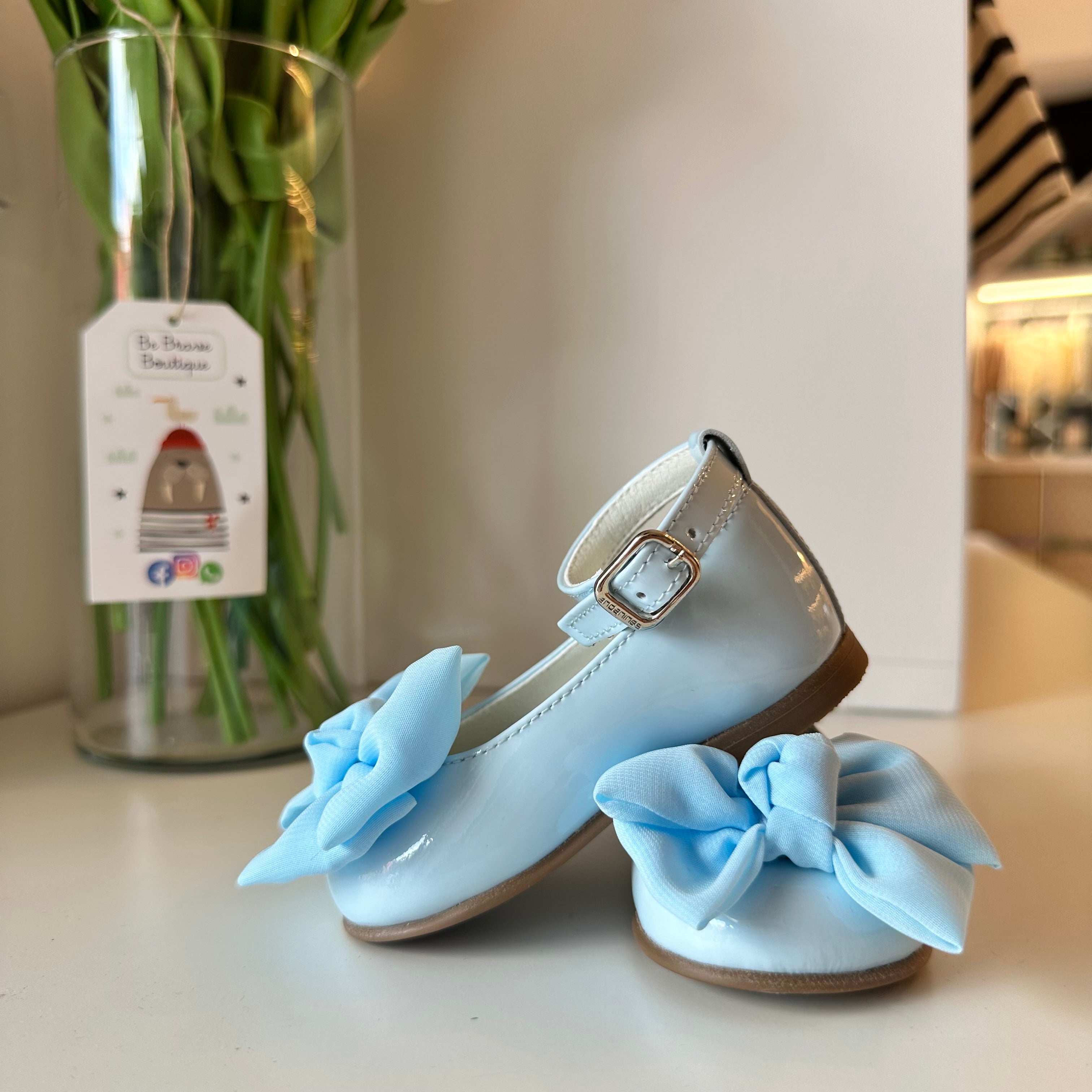 ANDANINES Ballerine Eleganti con fiocco davanti  Azzurre e plantare anatomico - Be Brave Boutique