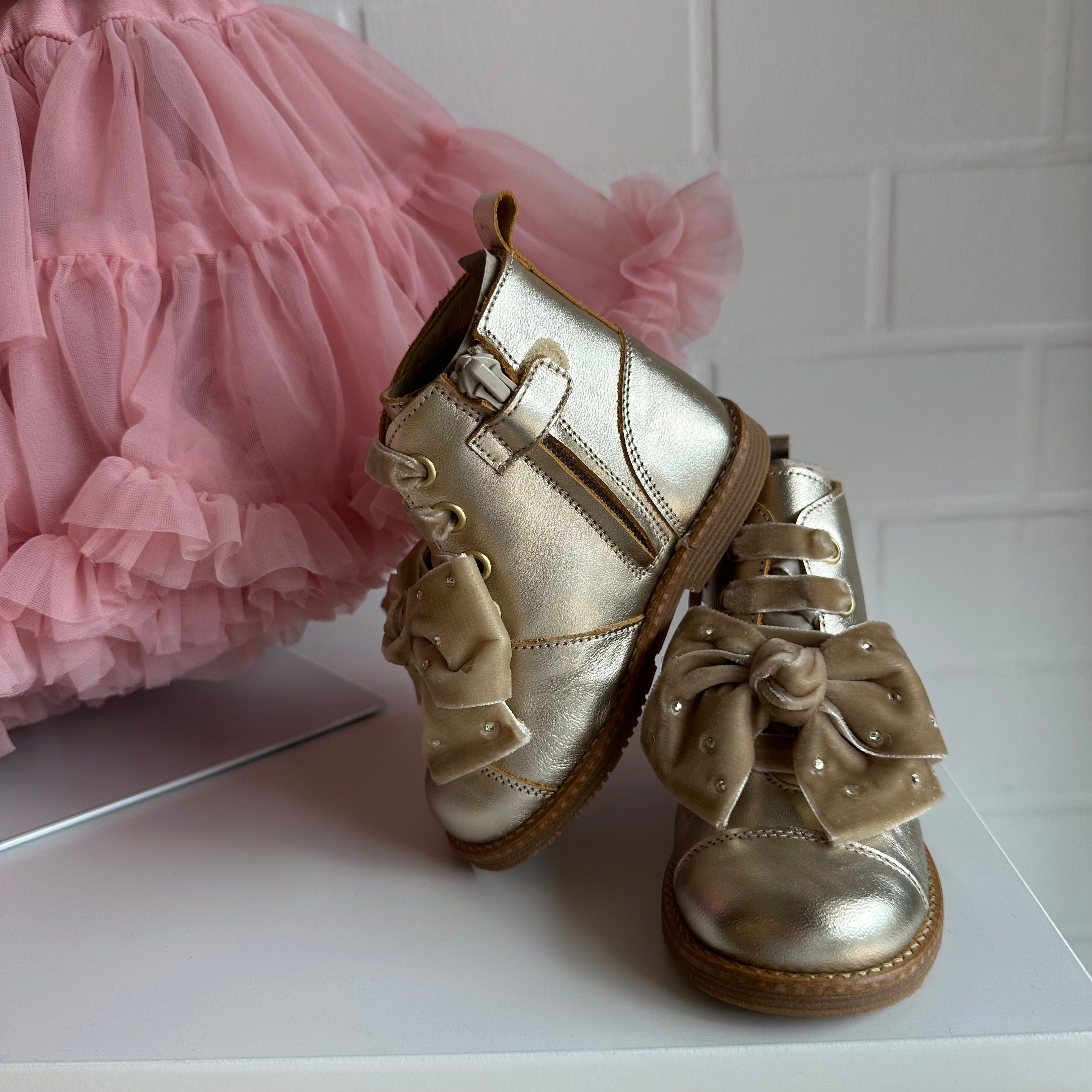 LANDANINES stivaletto in pelle  oro  Lucido con  plantare anatomico - Be Brave Boutique