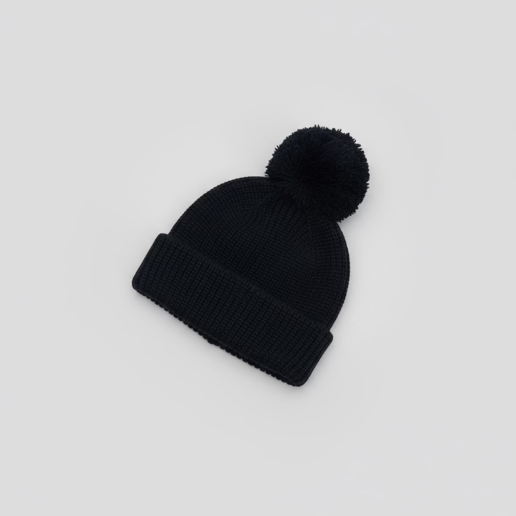 Cappello in lana e cachemire con pon pon  blu - Be Brave Boutique