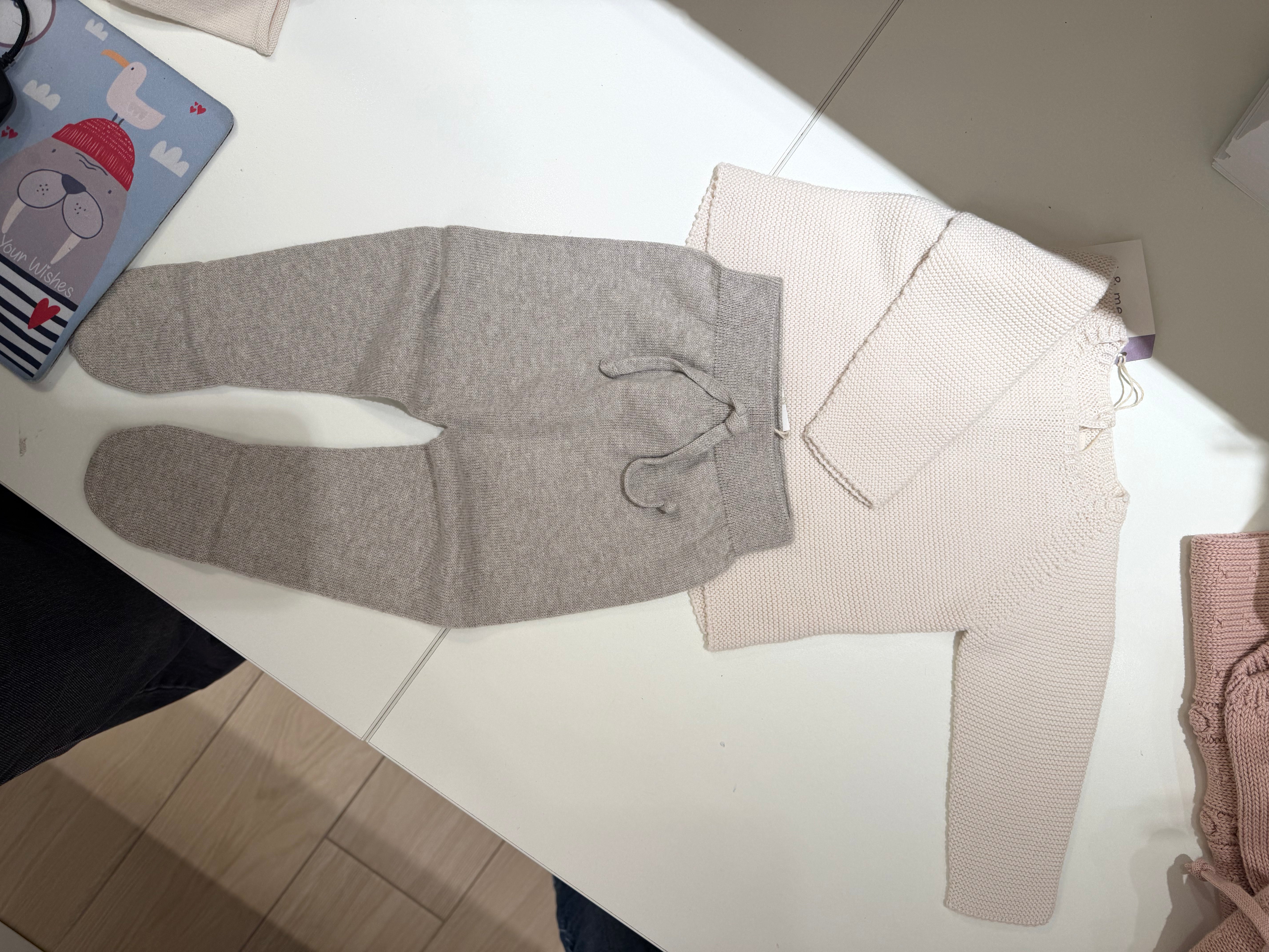 COMPLETO NASCITA IN COTONE ORGANICO  2PZ CREAM/STONE