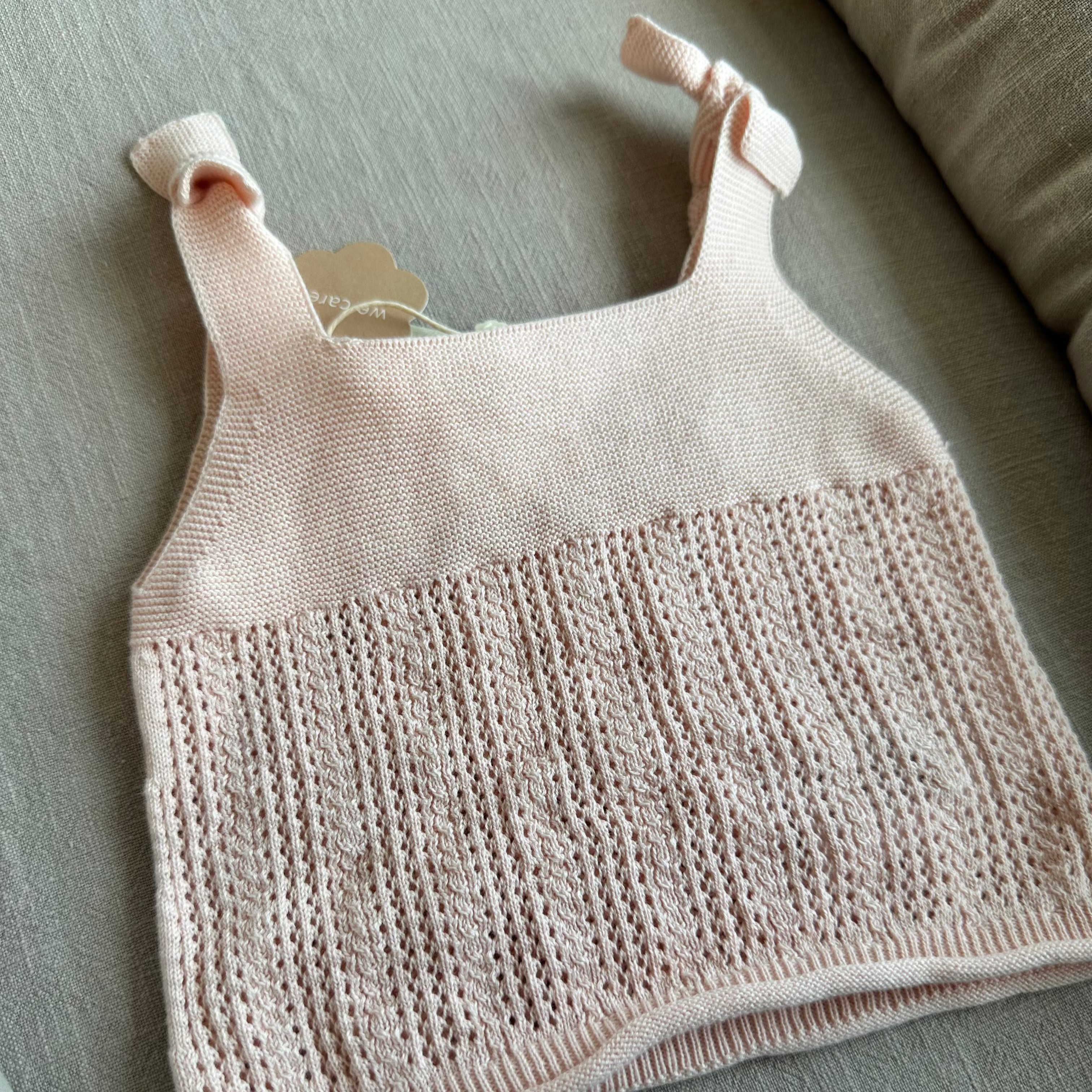 Canotta Rosa con fiocco in morbido cotone lavorato - Be Brave Boutique