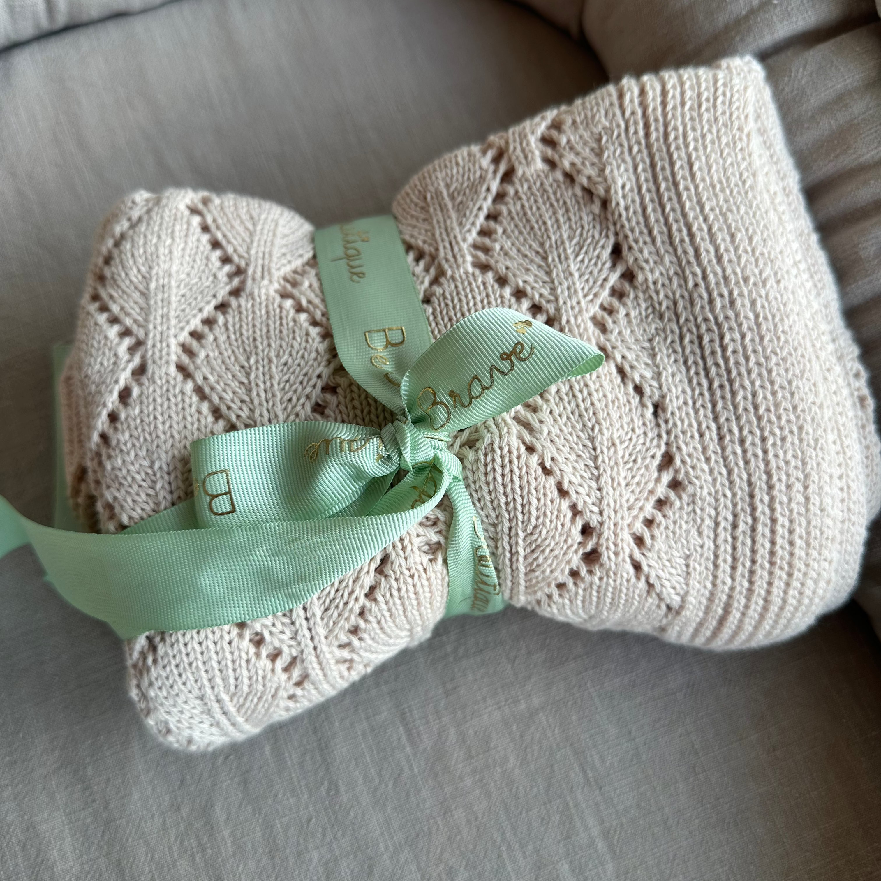 Copertina in Cotone Organico Lavorata a Maglia Li&Me - Be Brave Boutique