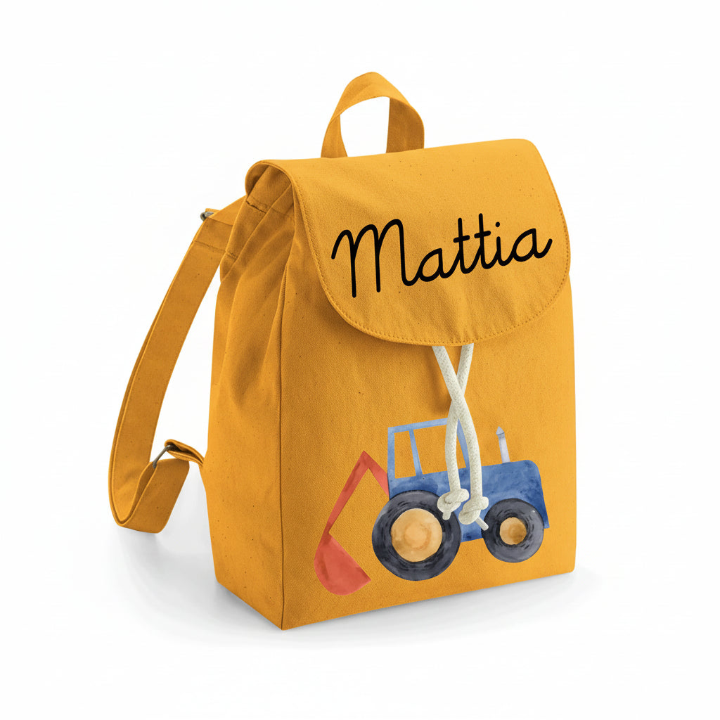 Zaino Asilo Bambino Personalizzato – Mini Zainetto con Nome  Trattore/Ruspa