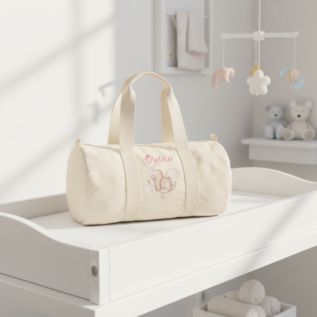 Borsone in cotone canvas personalizzato Coniglietto su Nuvola - Be Brave Boutique