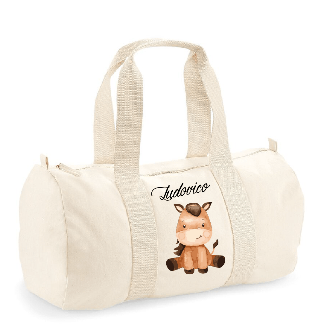 Borsone in cotone canvas personalizzato Baby Horse - Be Brave Boutique