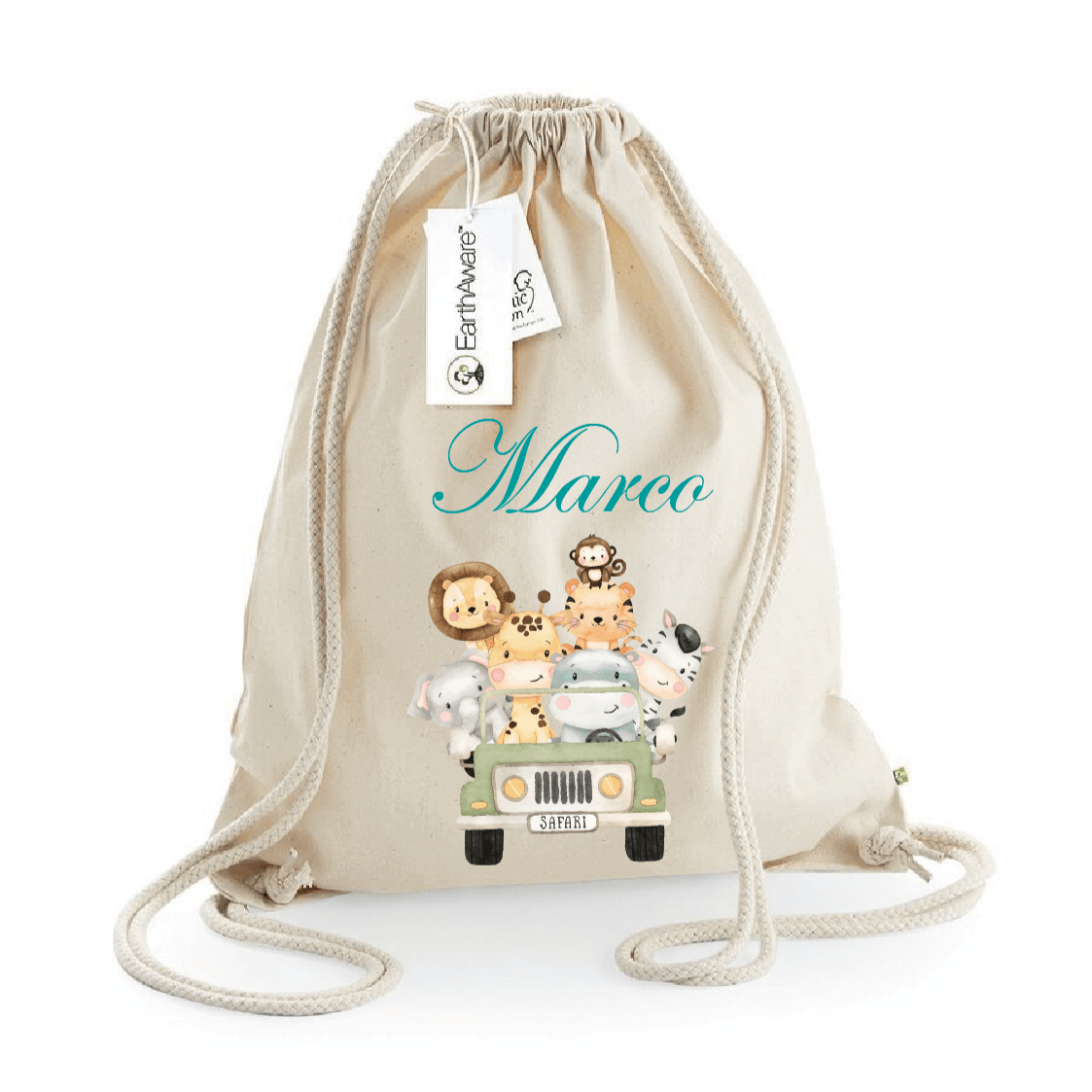 Zaino a sacca in cotone pesante Safari Verde - Be Brave Boutique