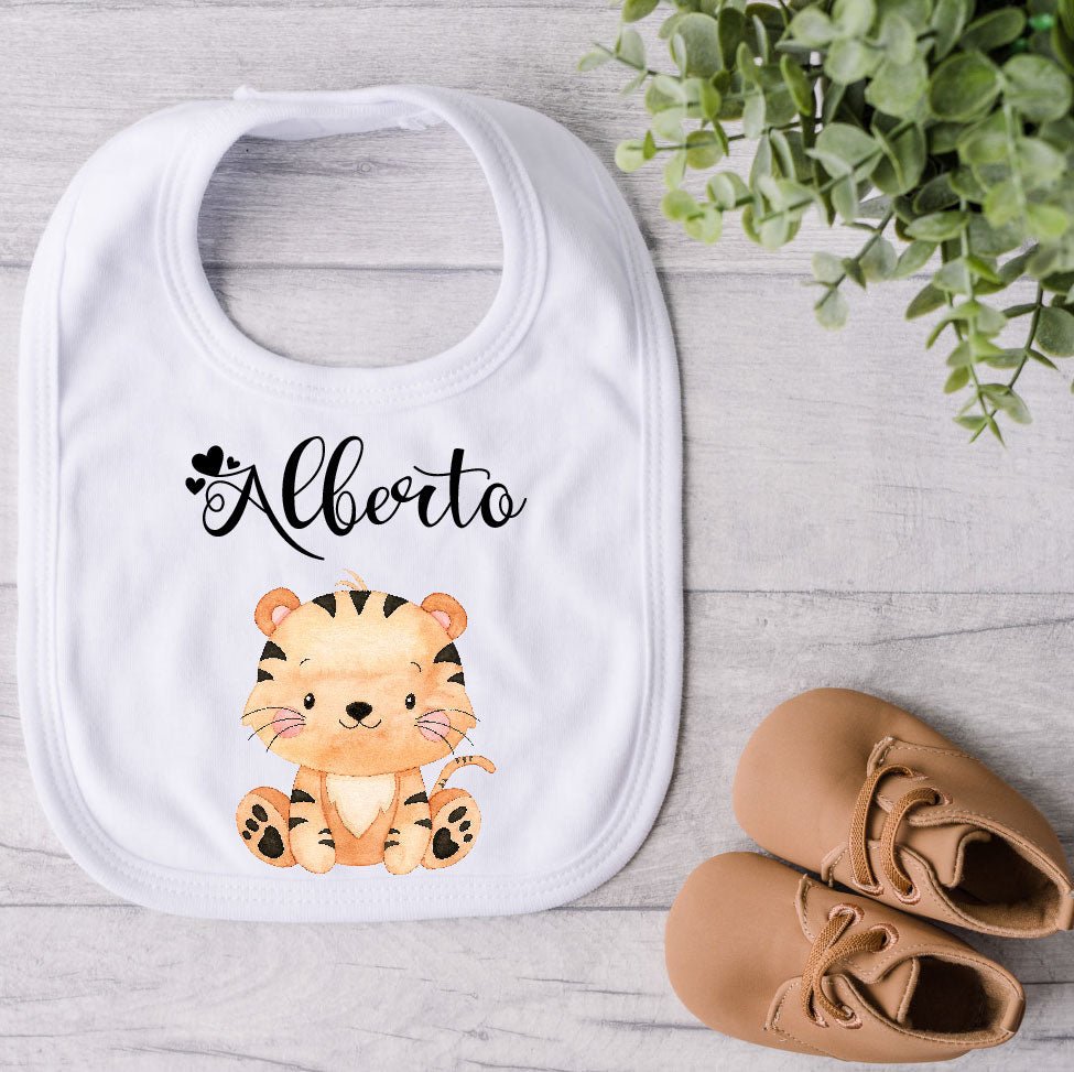 Bavaglino in Cotone organico Tigrotto  personalizzabile - Be Brave Boutique