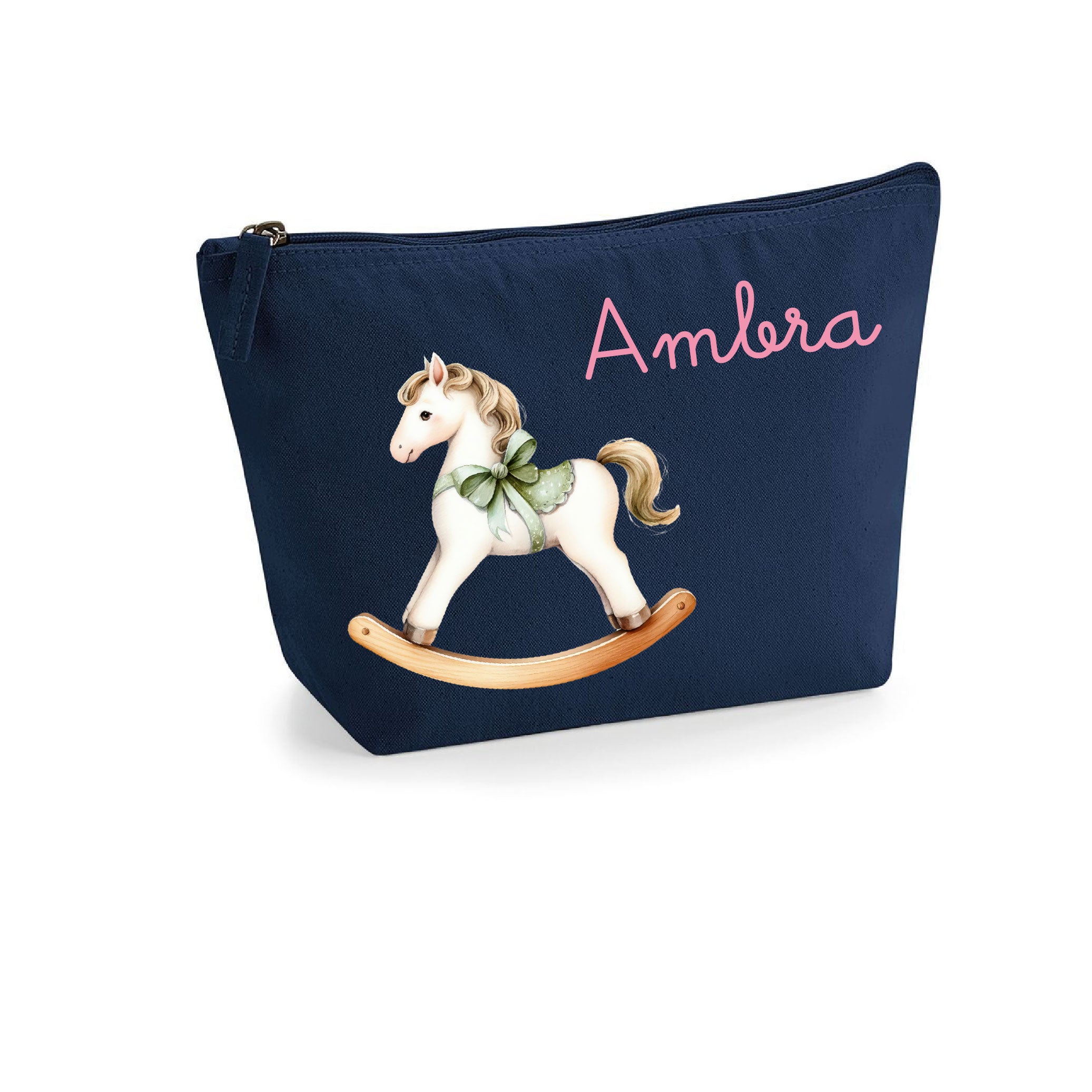 Pochette in cotone organico personalizzabile Cavallino a Dondolo Verde - Be Brave Boutique
