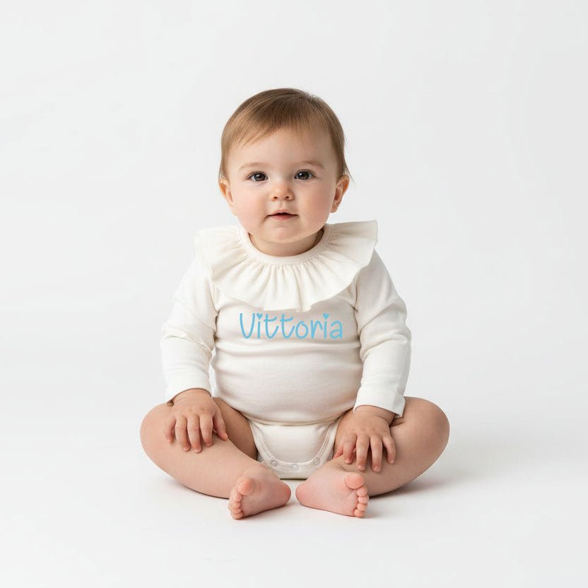 Body a manica lunga colletto Panna Personalizzabile