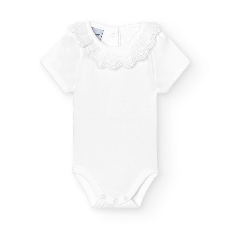 Body in cotone manica corta con colletto lavorato Biano - Be Brave Boutique