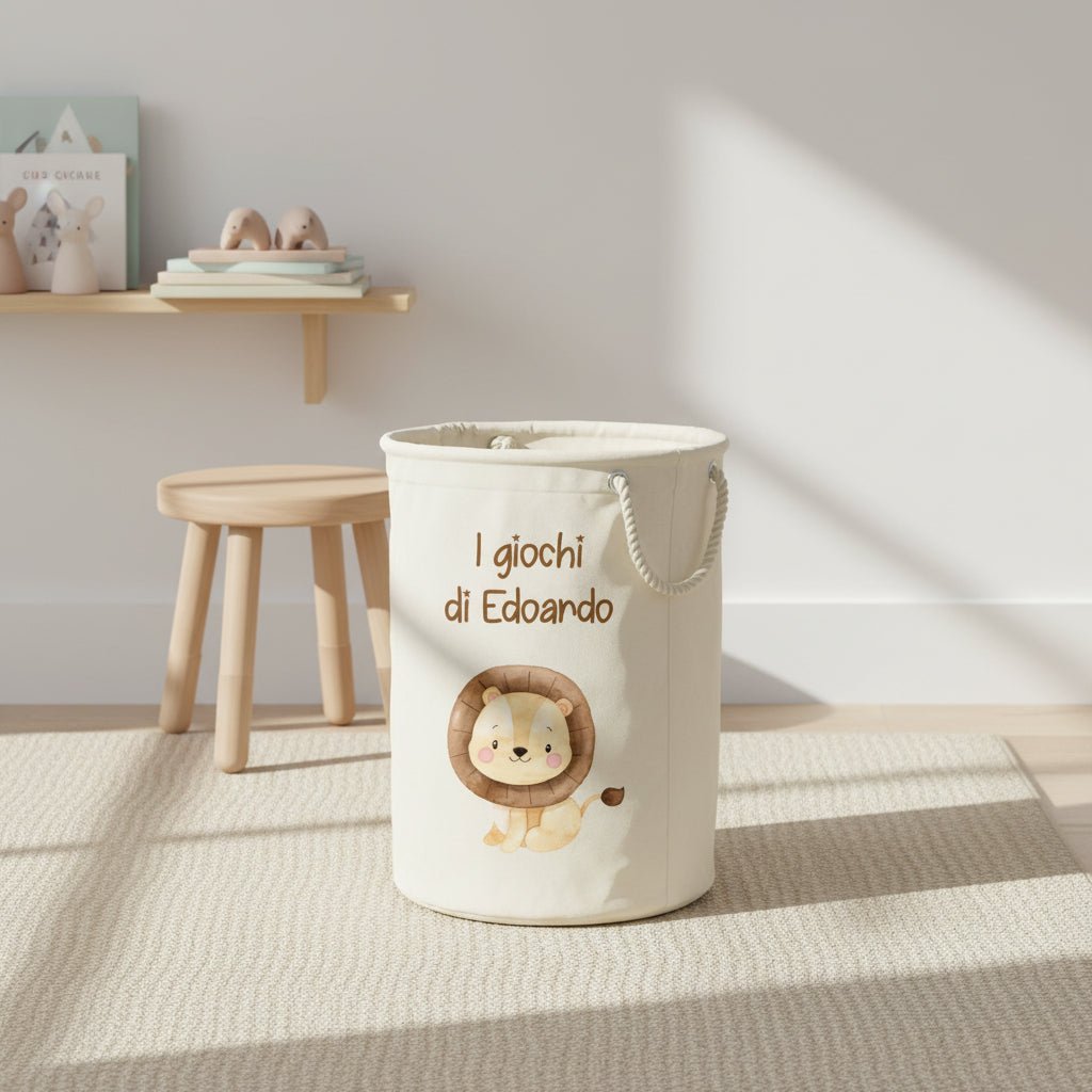 Cesta Porta giochi personalizzabile Leone Cucciolo - Be Brave Boutique