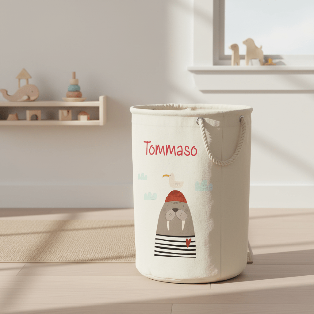 Cesta Porta giochi personalizzabile Tricheco - Be Brave Boutique