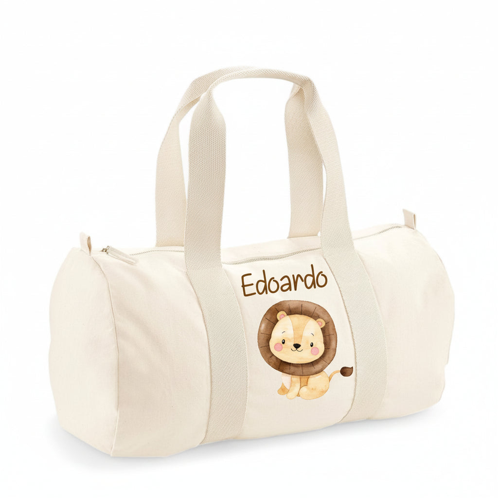Borsone in cotone canvas personalizzato Leone Cucciolo - Be Brave Boutique
