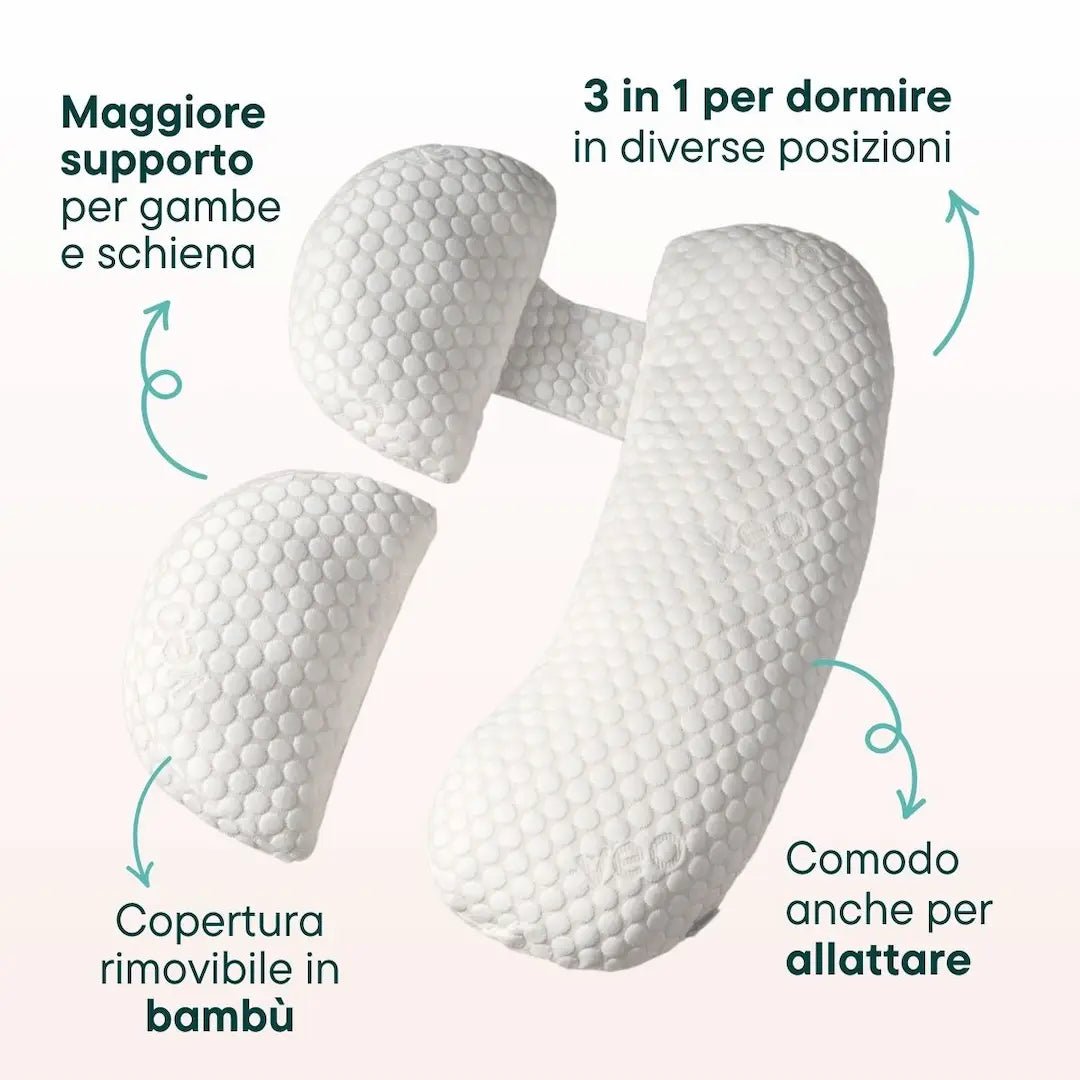 Veo - Cuscino maternità | Supporto ergonomico per pancia, schiena e gambe (3 in 1)