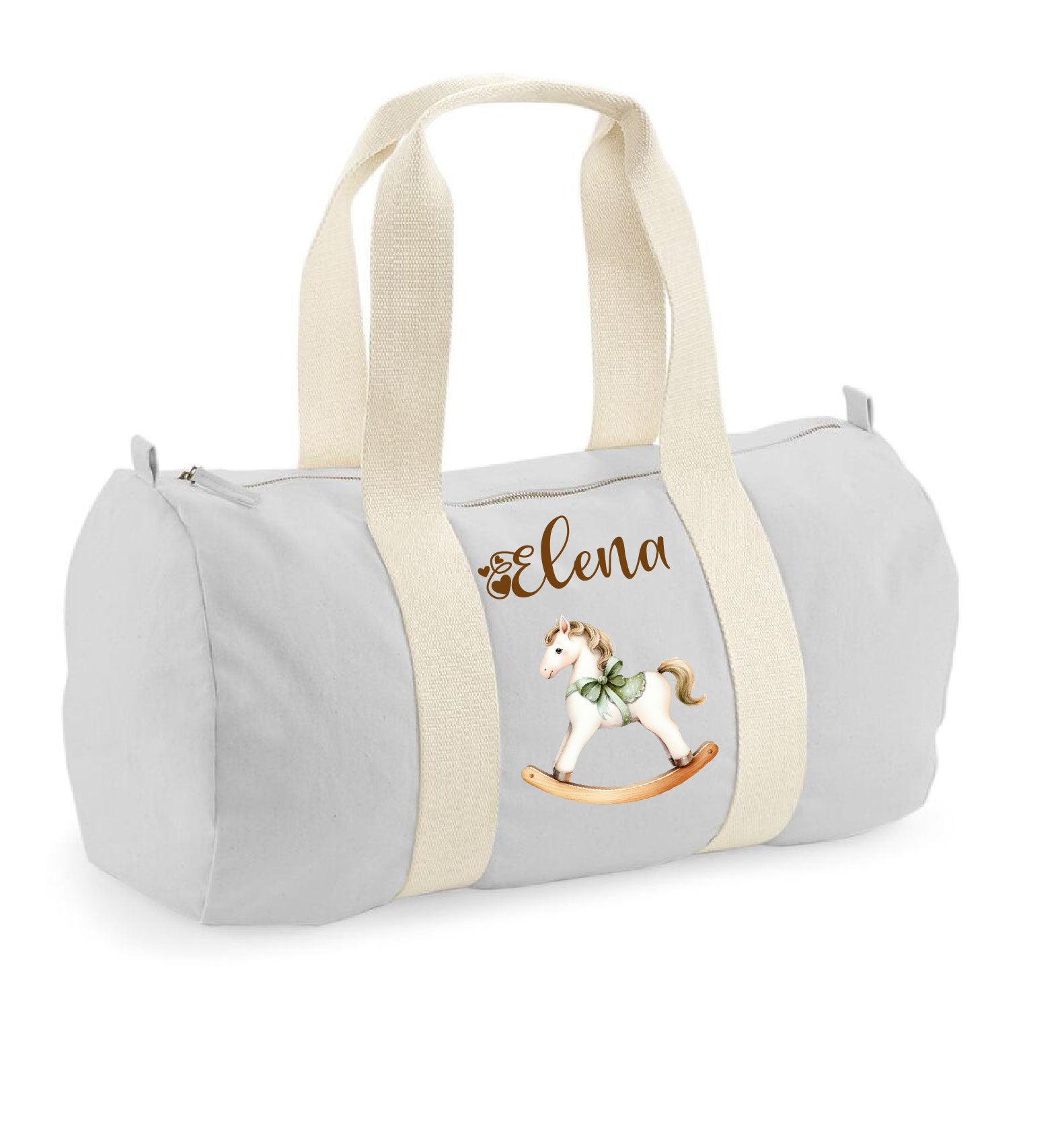 Borsone in cotone Cavallino a Dondolo Verde Personalizzabile - Be Brave Boutique