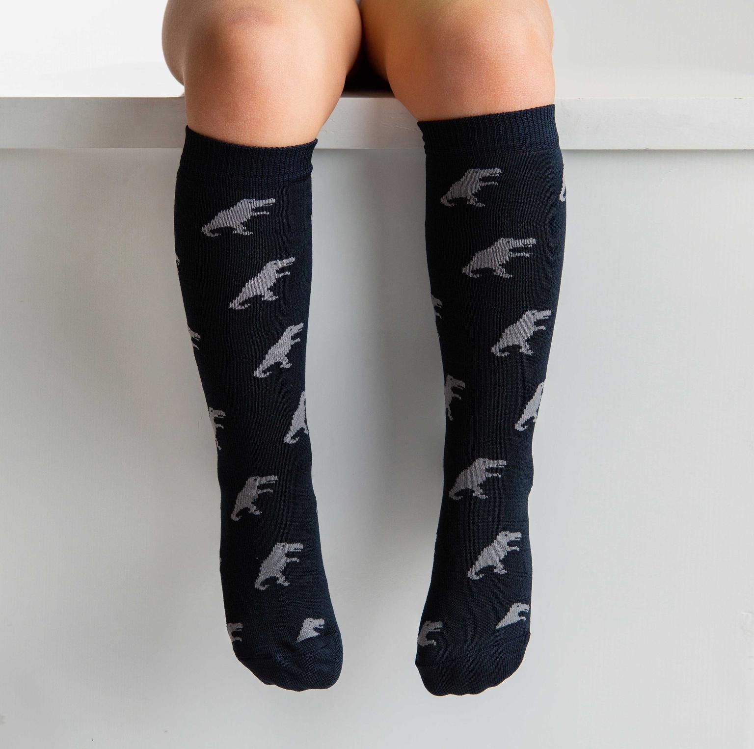 Calze bimbo in cotone con dinosauri Meia Pata - Be Brave Boutique