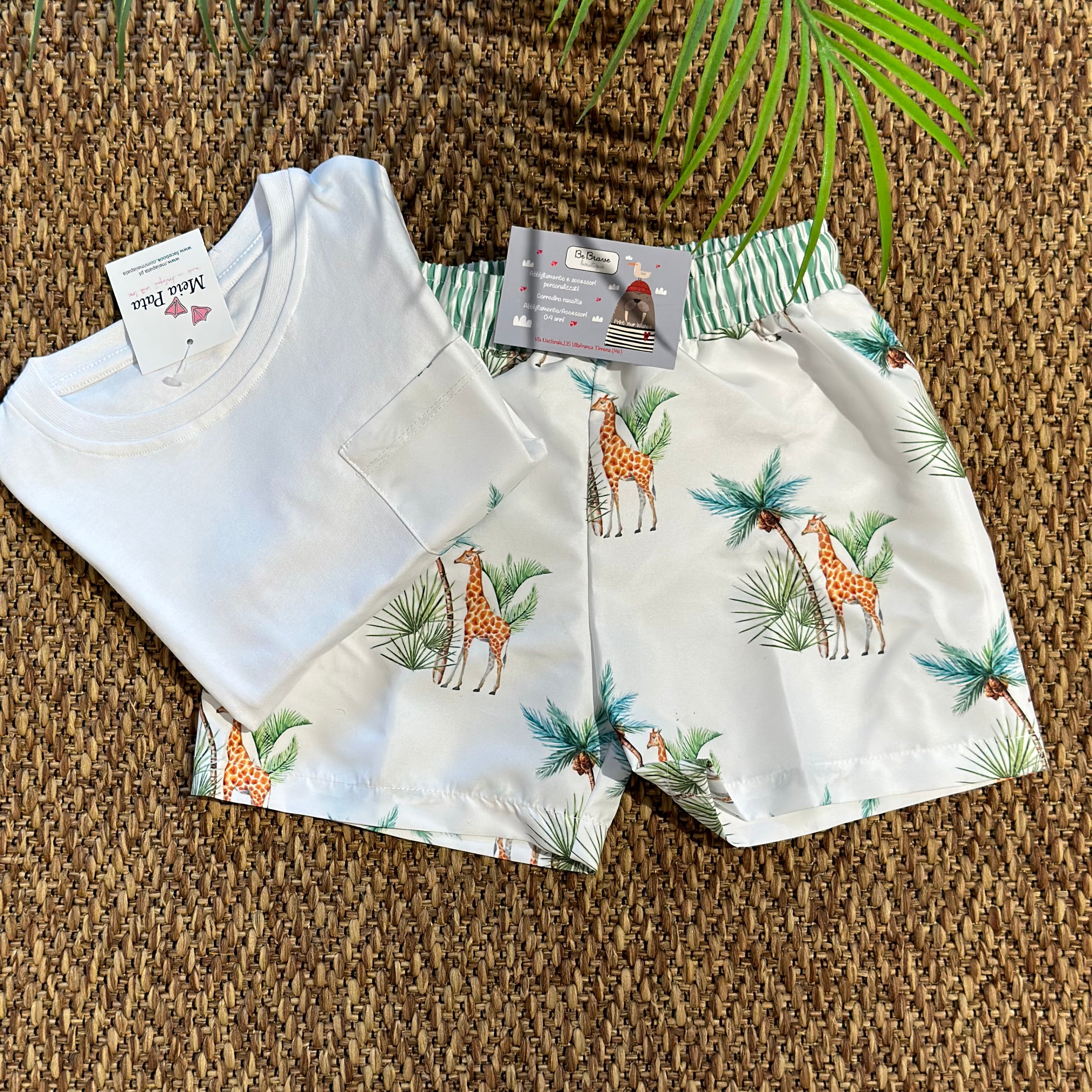 Tshirt cotone bimbo Giraffe - Be Brave Boutique