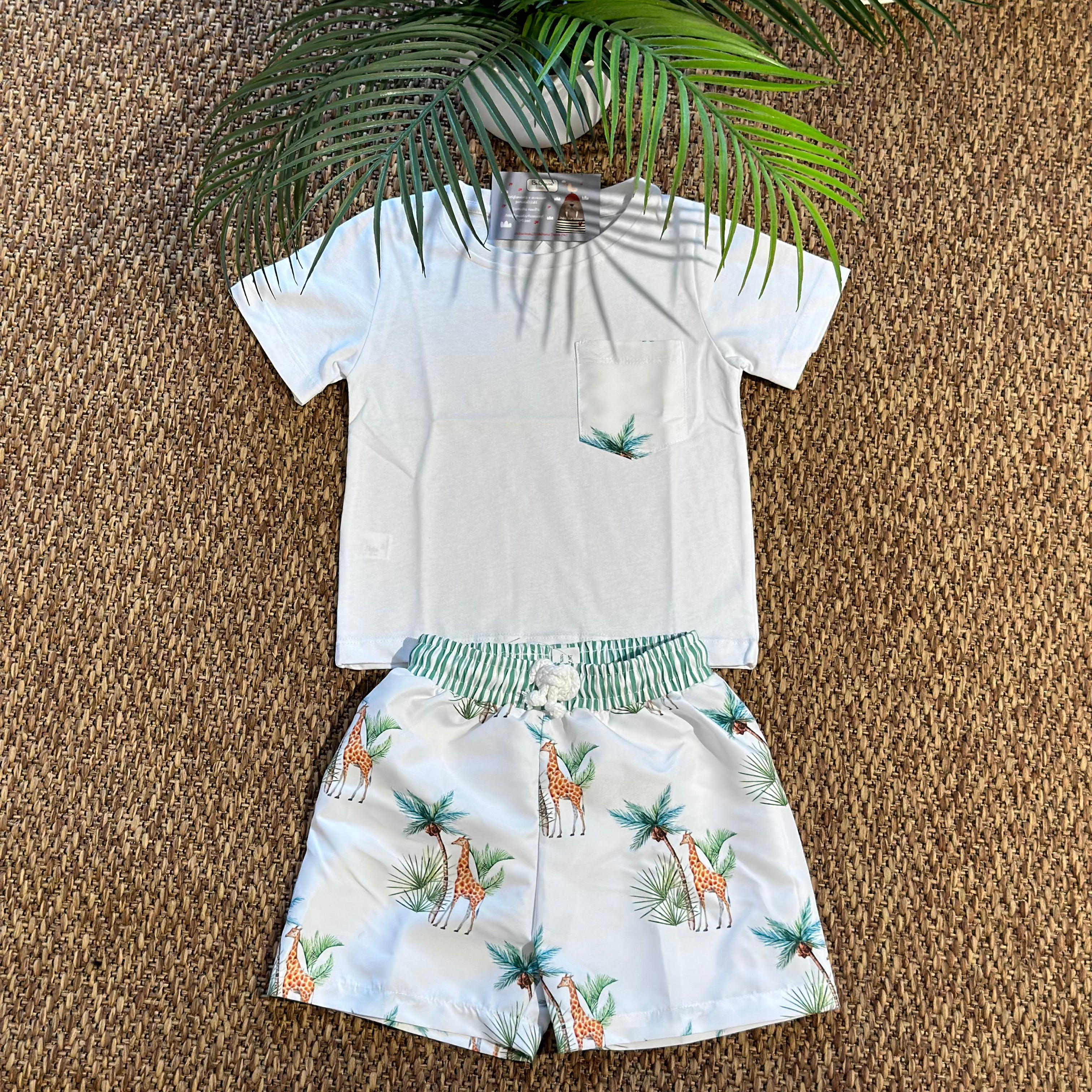 Tshirt cotone bimbo Giraffe - Be Brave Boutique